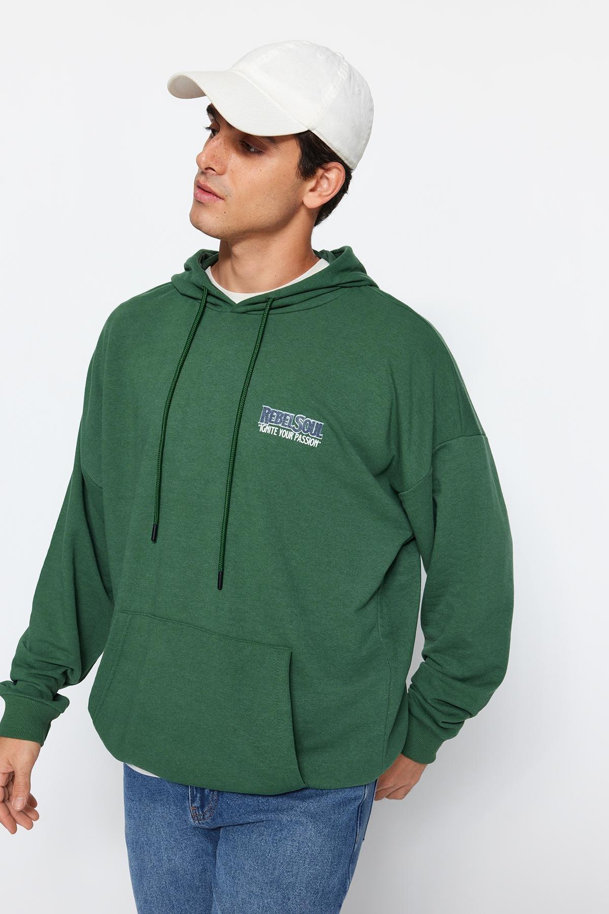 Green Oversized Printed Hoodie, , large image number 3