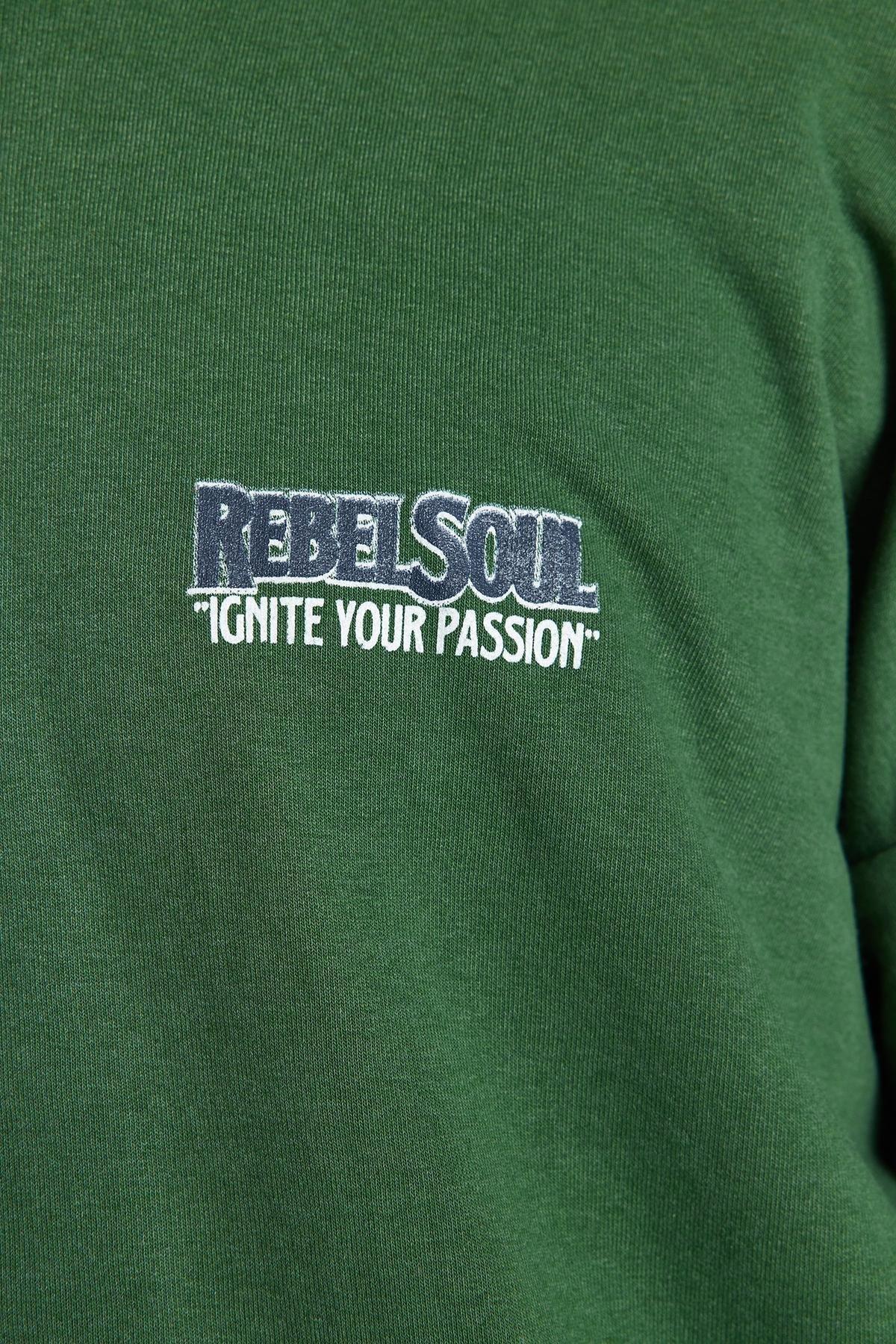 Green Oversized Printed Hoodie, , large image number 4
