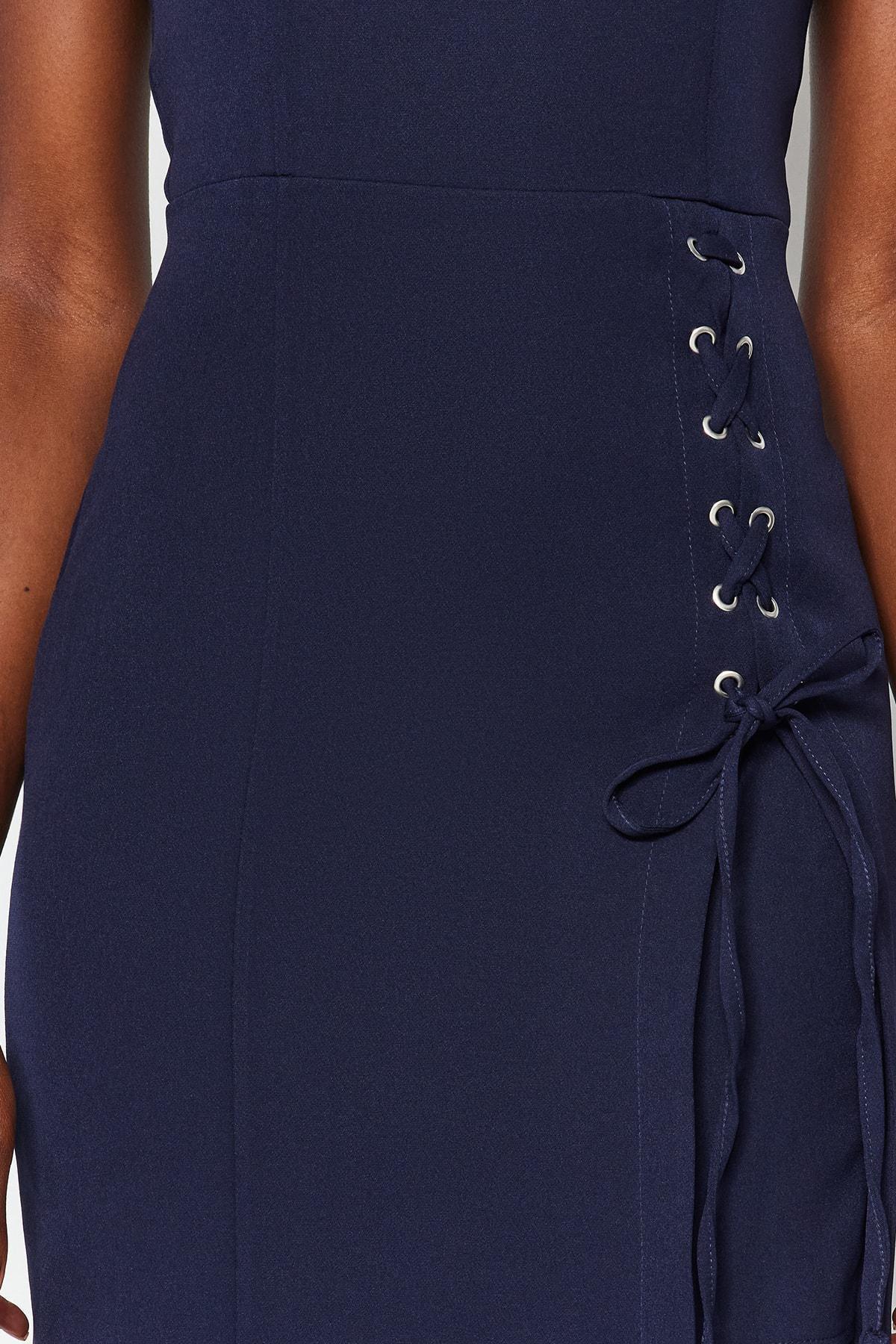 Navy Midi Slit Dress, Dark blue, large image number 9