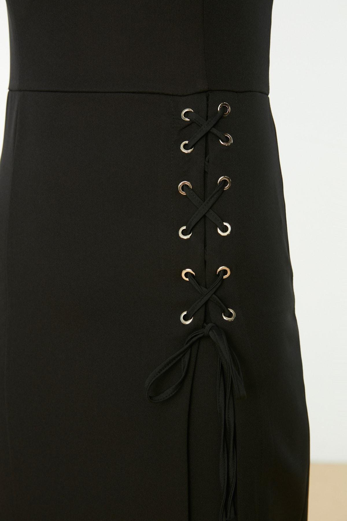 Black Midi Slit Dress, , large image number 3