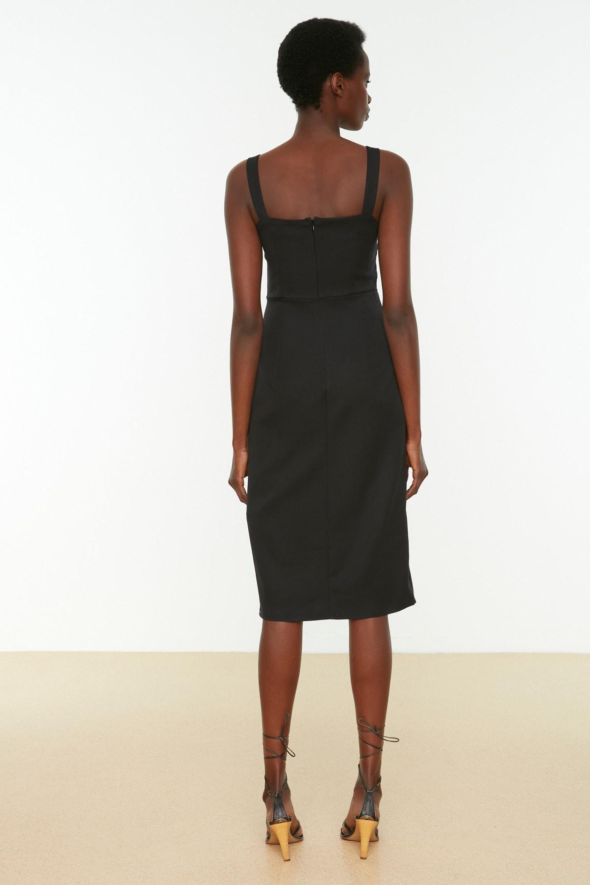 Black Midi Slit Dress, , large image number 4