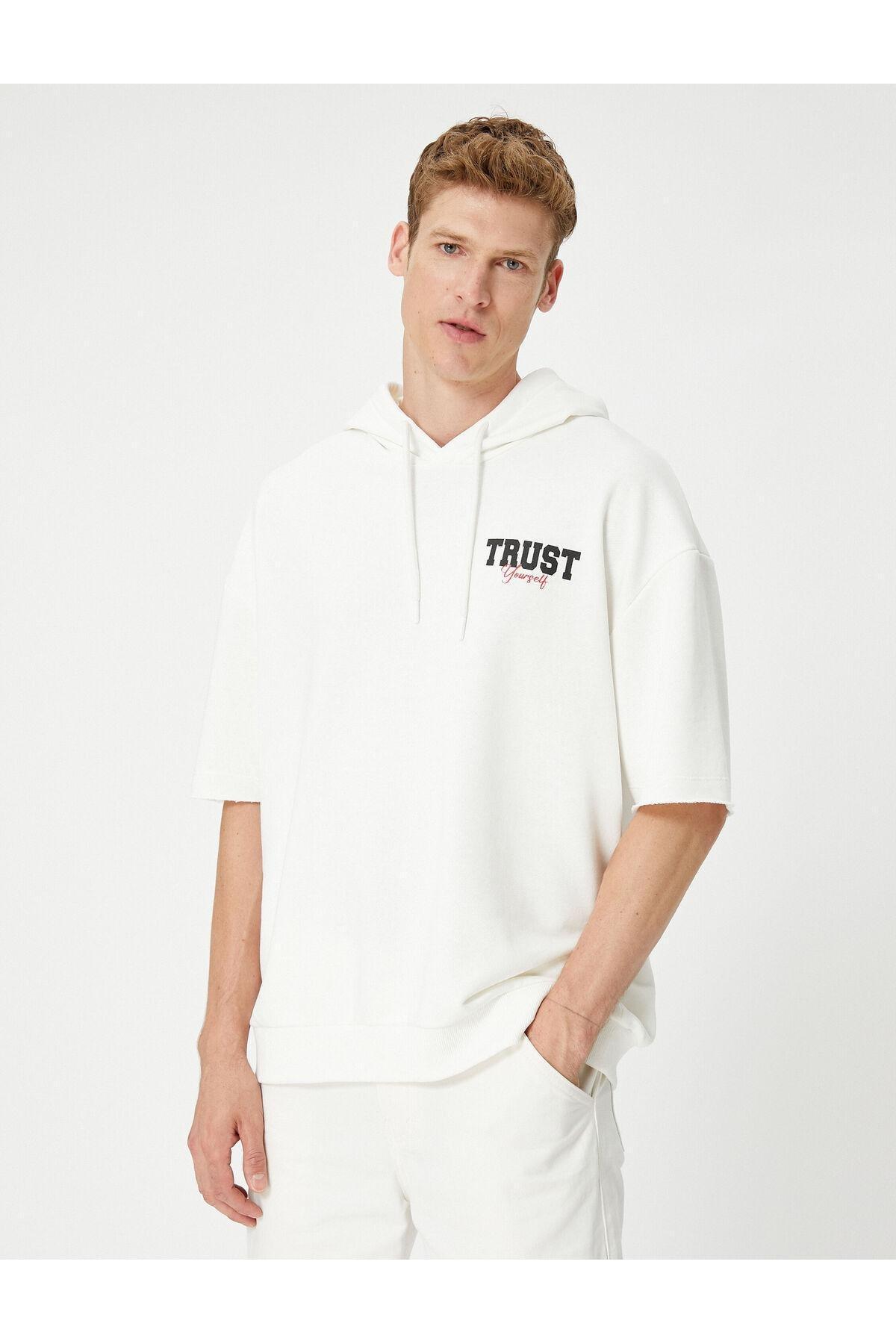 Koton - Ecru Short Sleeve Hooded Sweatshirts