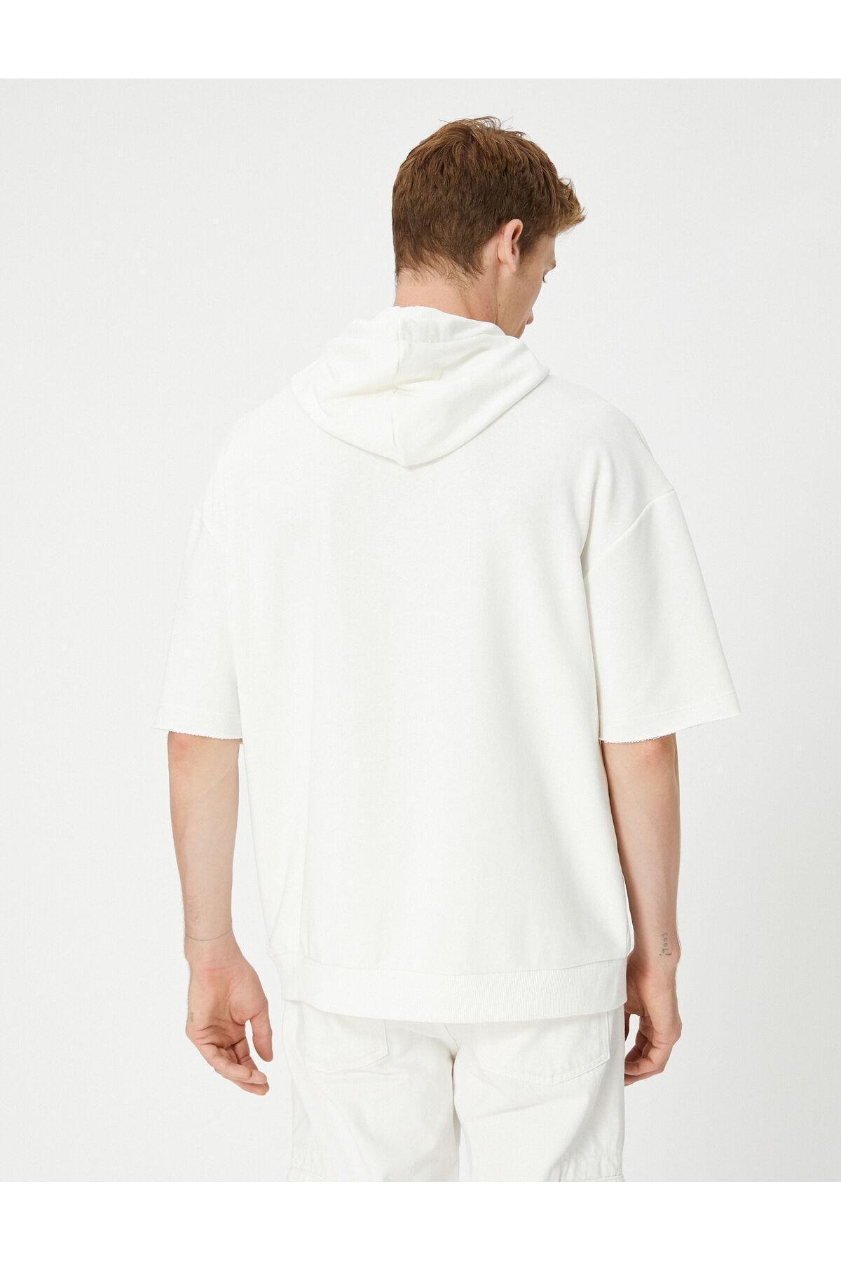 Koton - Ecru Short Sleeve Hooded Sweatshirts