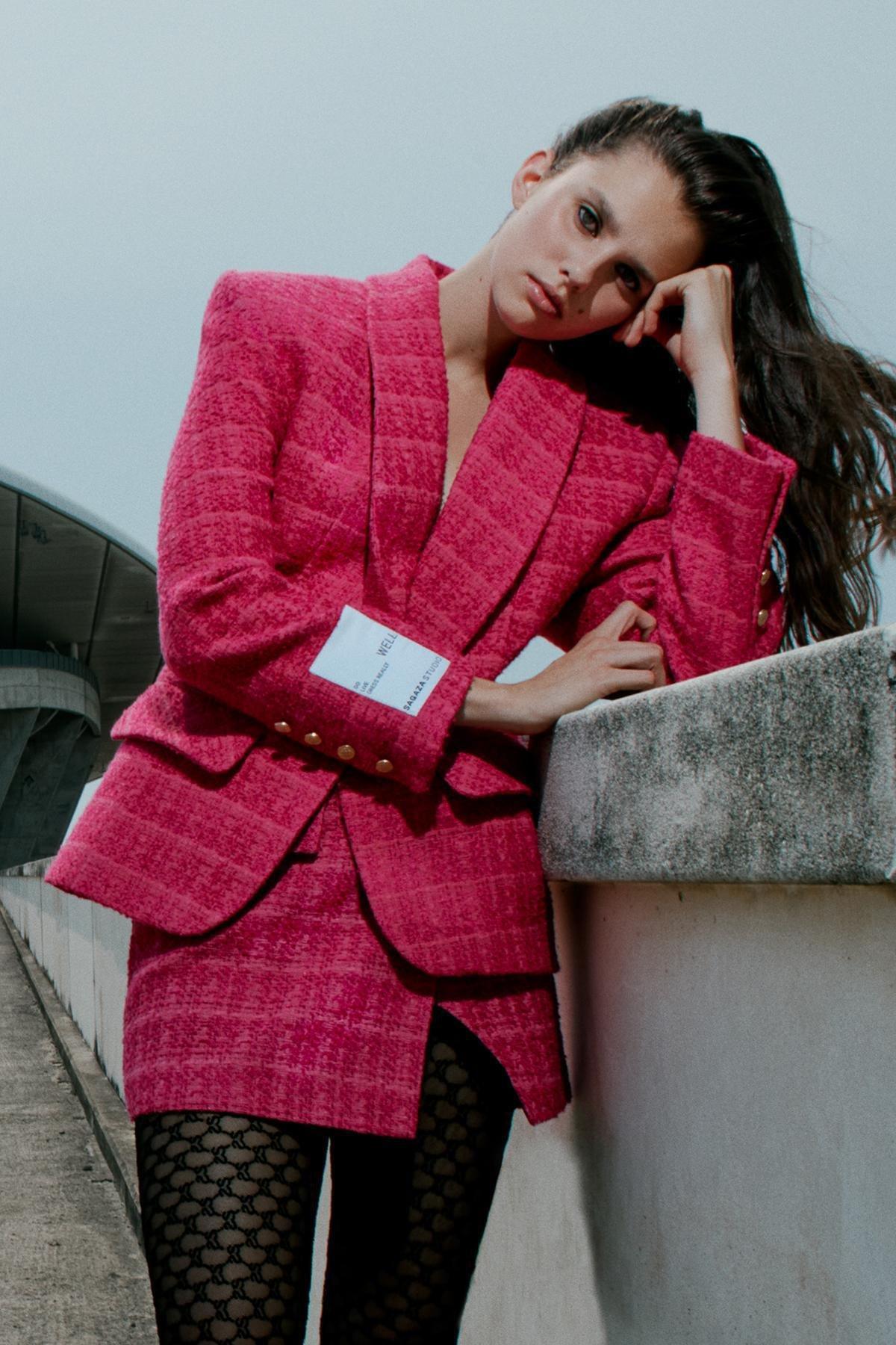 Pink Fitted Tuvid Jacket, , large image number 2