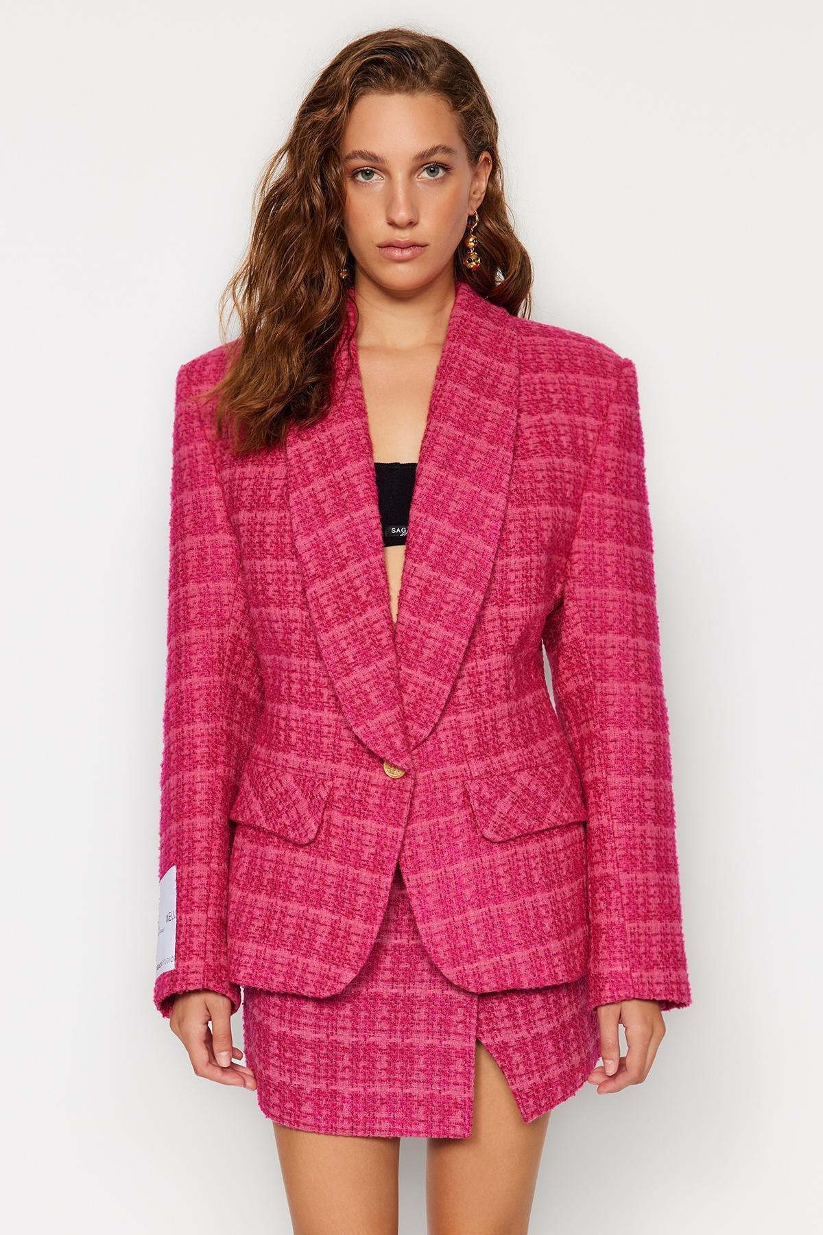 Pink Fitted Tuvid Jacket, , large image number 3