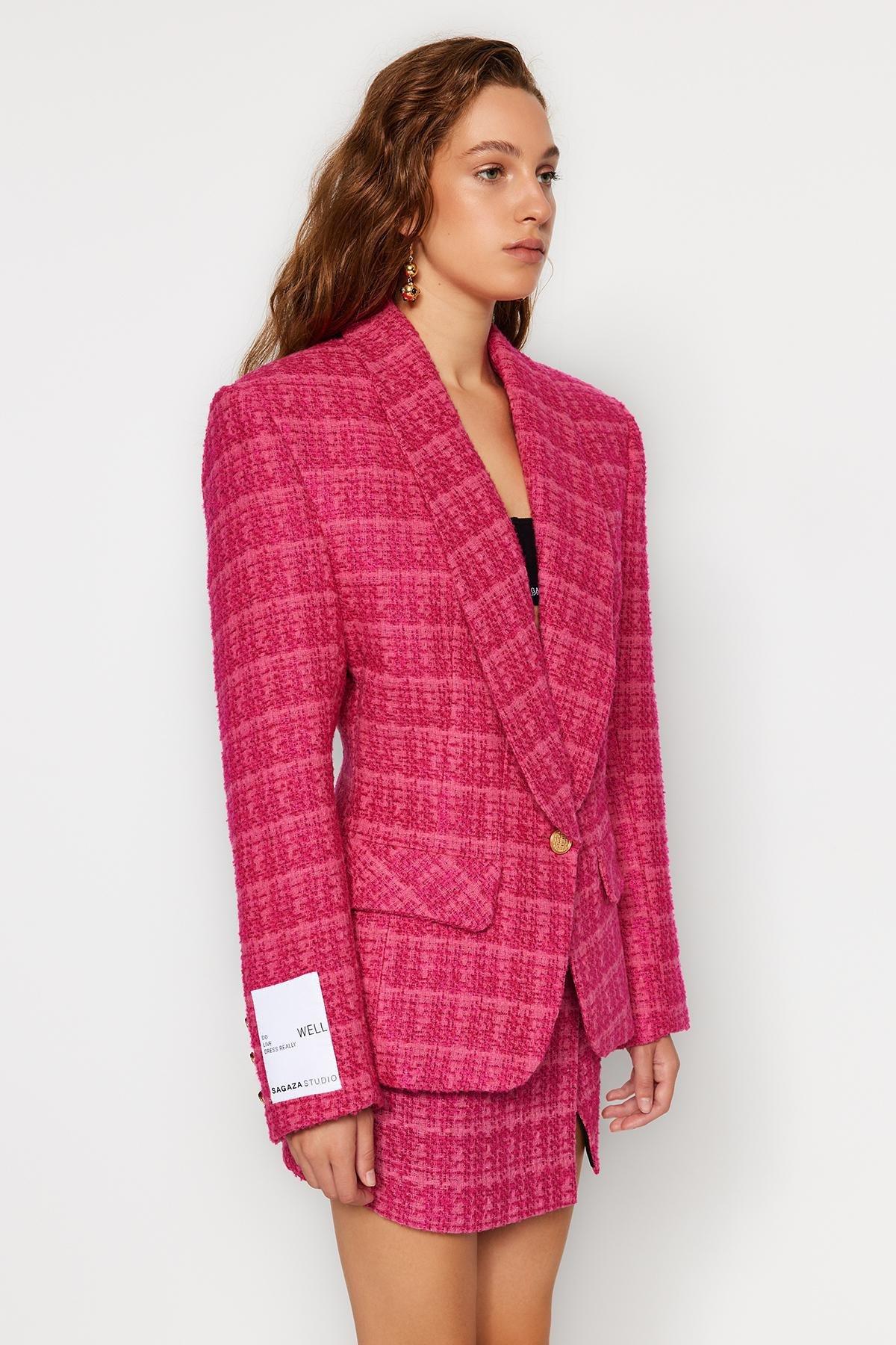 Pink Fitted Tuvid Jacket, , large image number 4