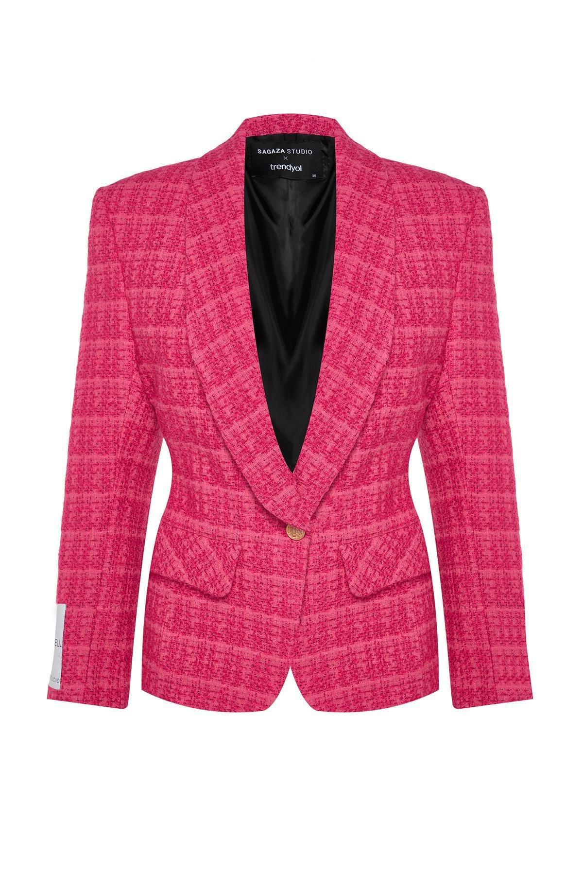 Pink Fitted Tuvid Jacket, , large image number 7