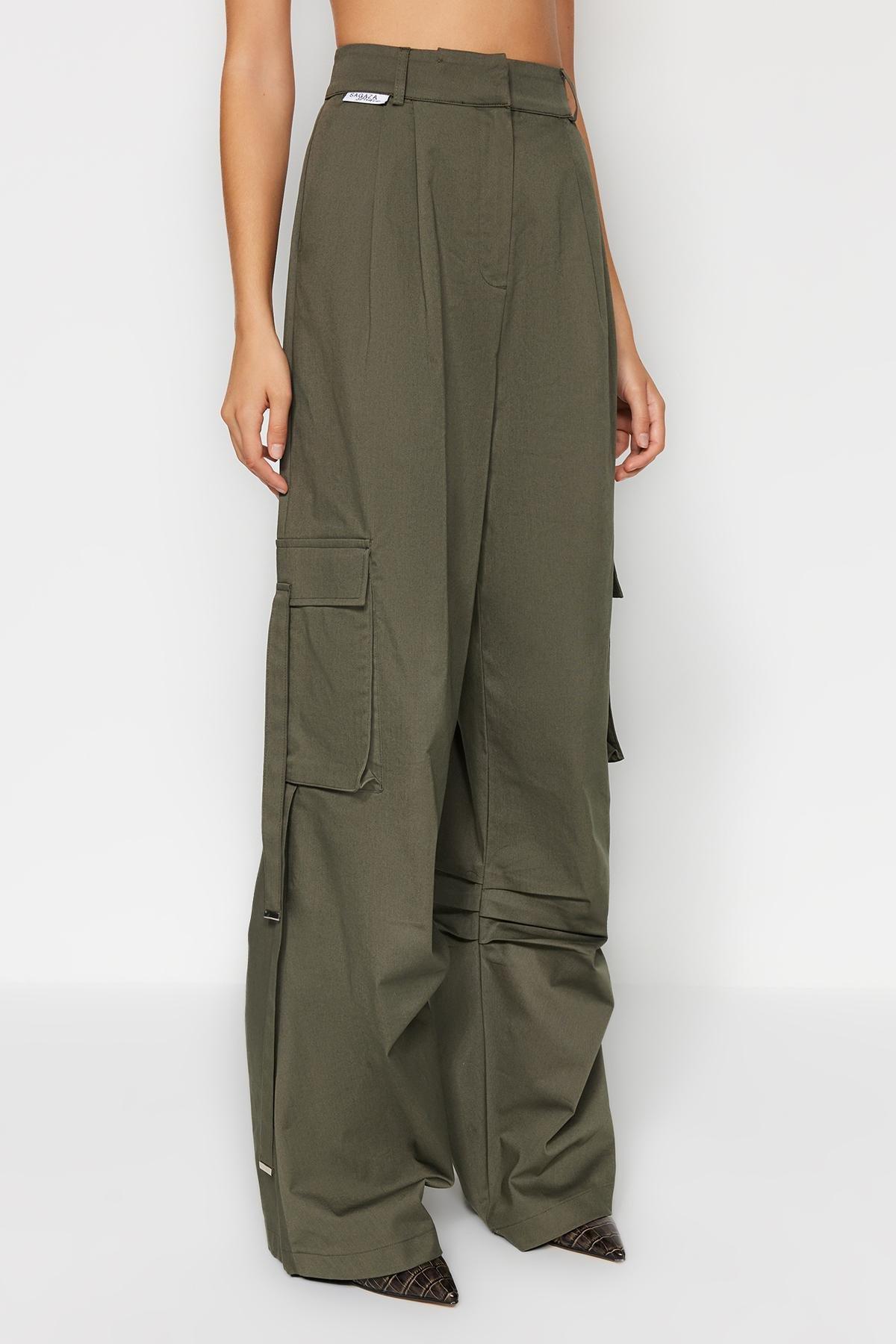 Khaki Detailed Cargo Pants, , large image number 1