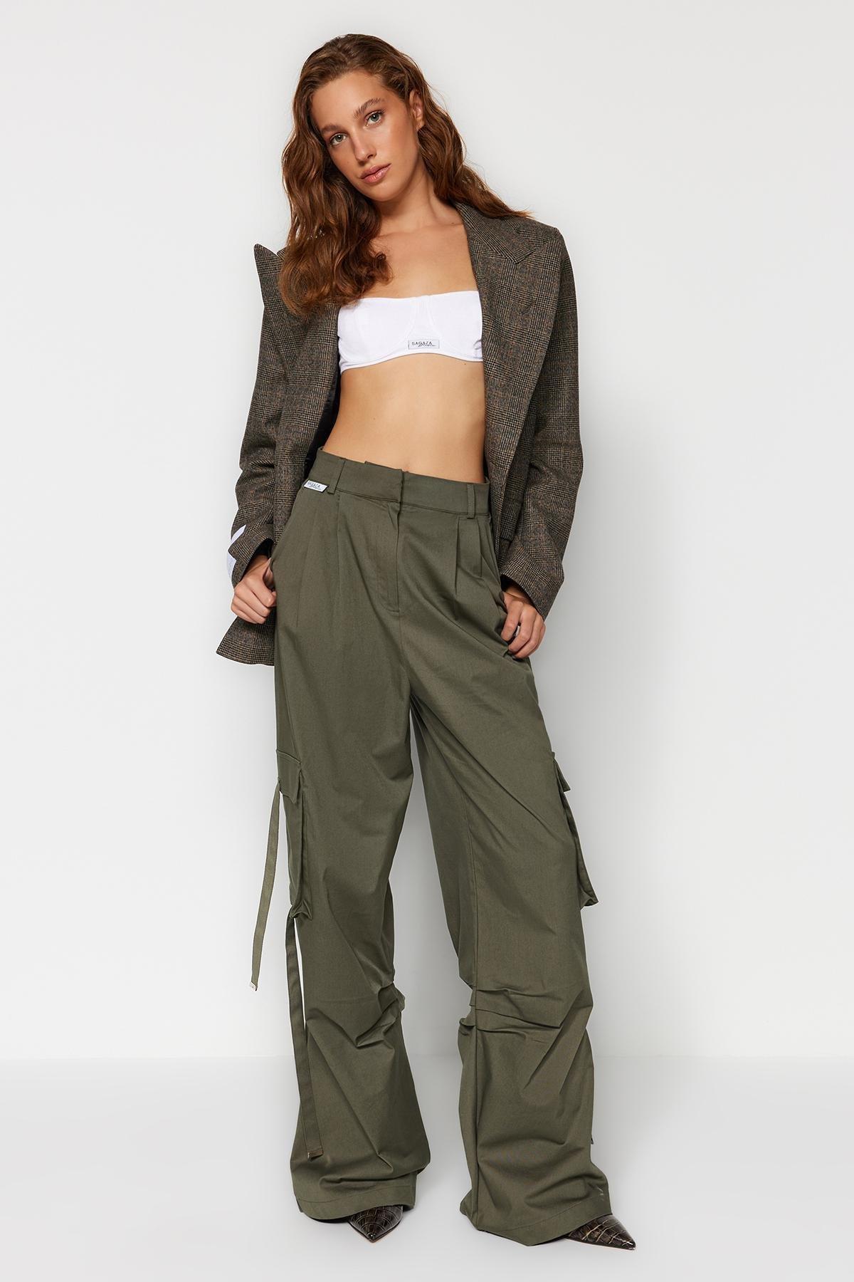 Khaki Detailed Cargo Pants, , large image number 2
