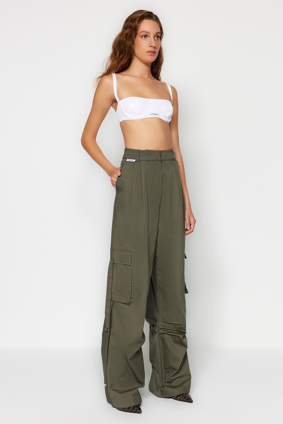 Khaki Detailed Cargo Pants, , large image number 4