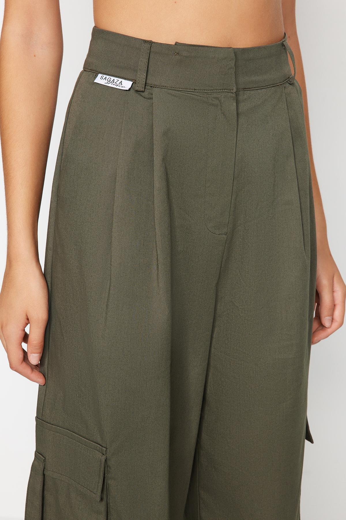 Khaki Detailed Cargo Pants, , large image number 6