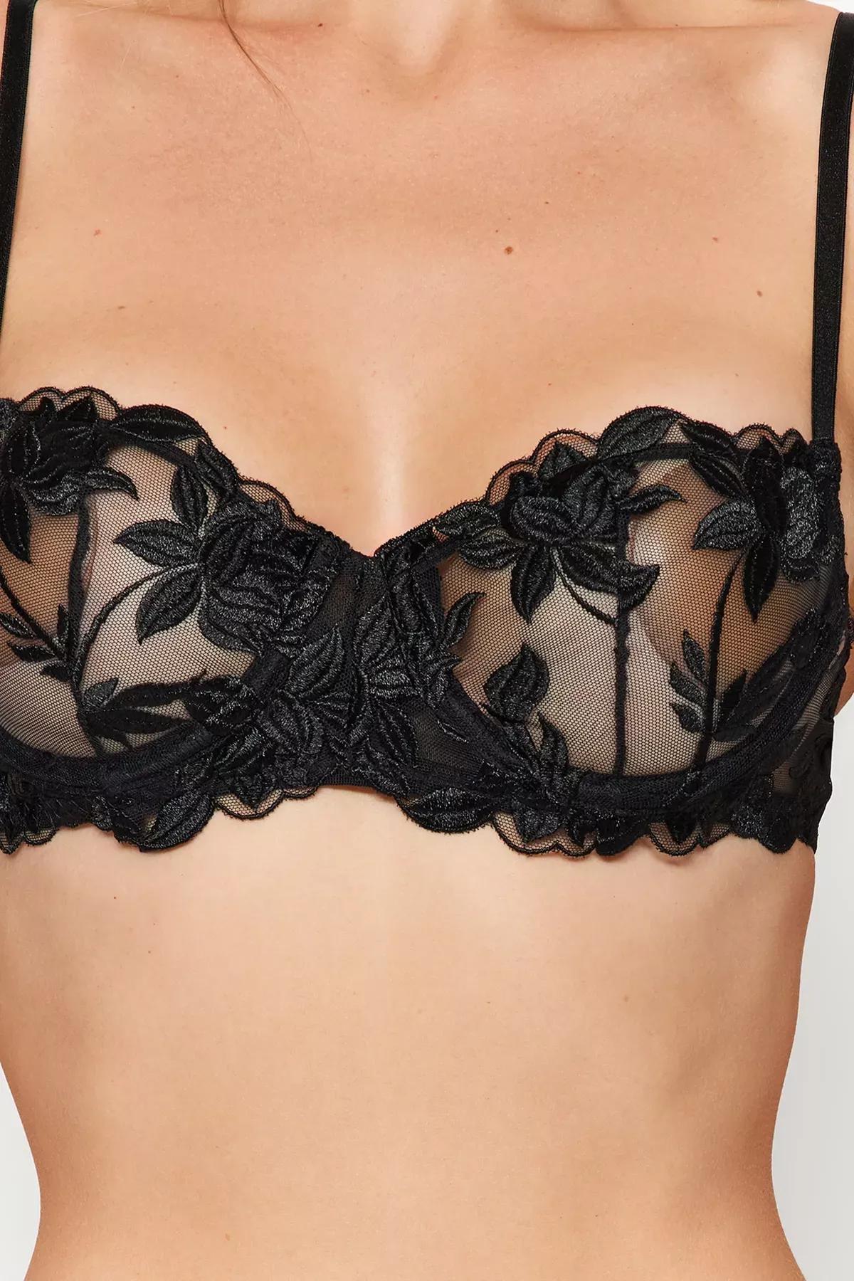 Black Embroidered Underwear, BLACK, medium