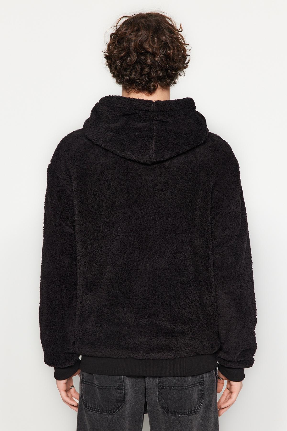 Black Zippered Pocketed Cardigan, , large image number 3