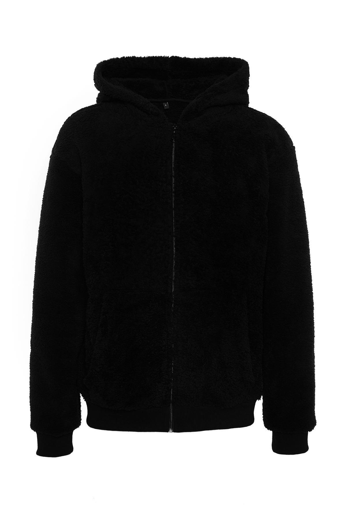 Black Zippered Pocketed Cardigan, , large image number 4