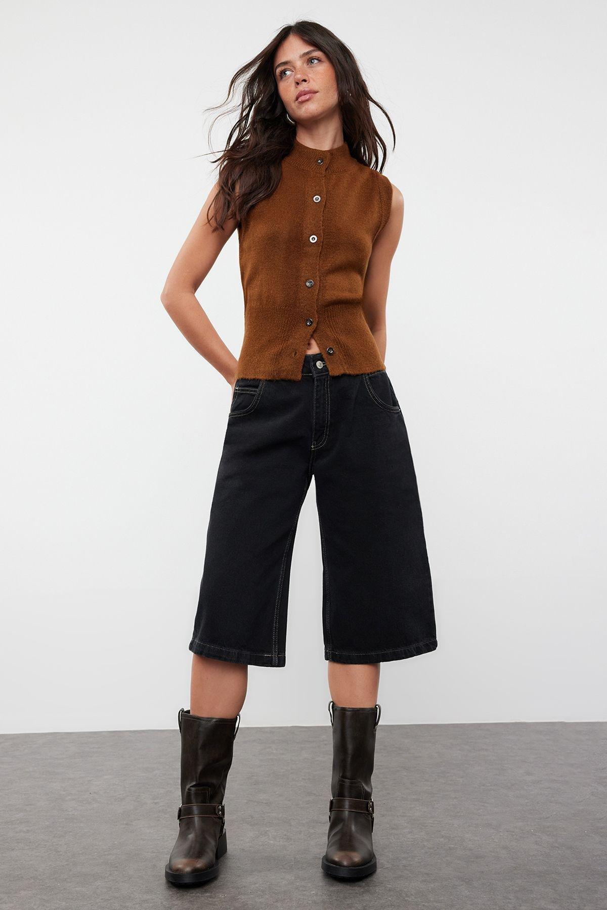 Limited Edition Brown Soft Textured Knitwear Cardigan TWOAW24HI00403, Single item, , large image number 1