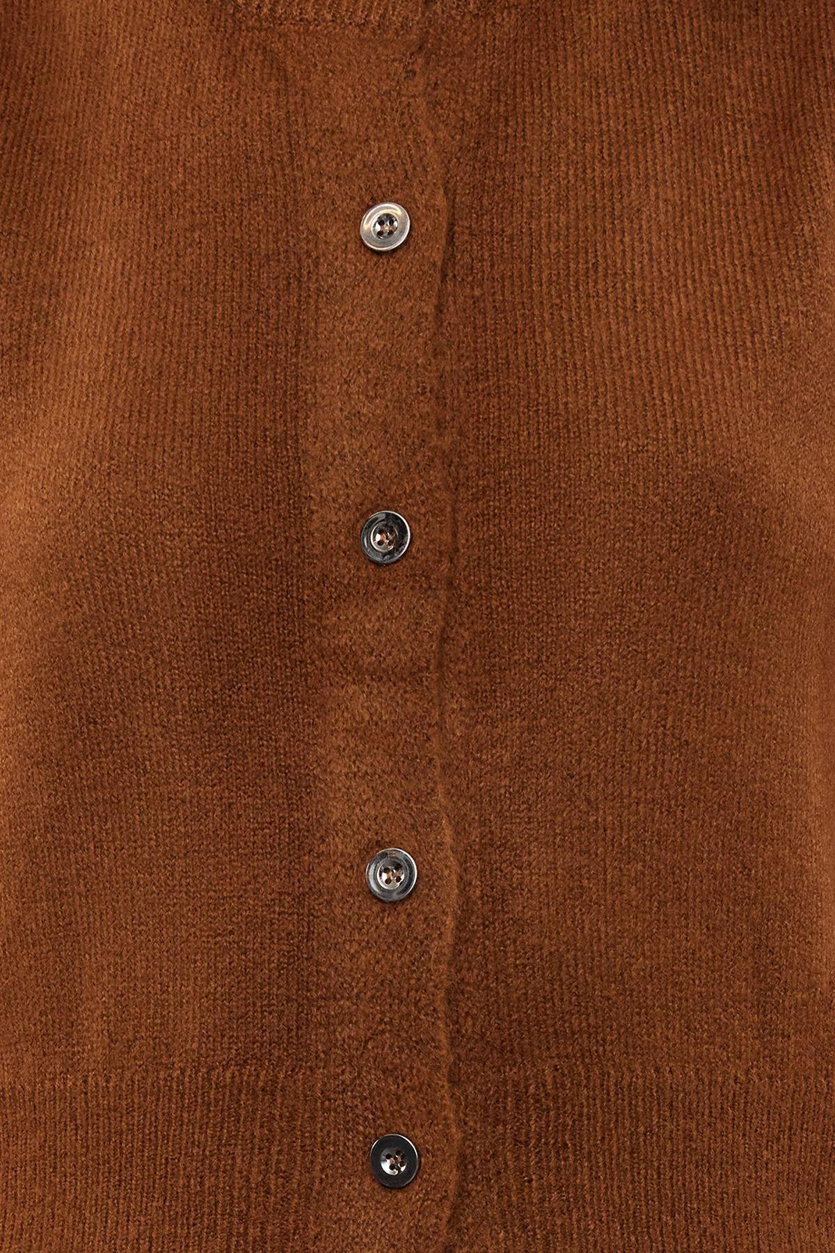 Limited Edition Brown Soft Textured Knitwear Cardigan TWOAW24HI00403, Single item, , large image number 2