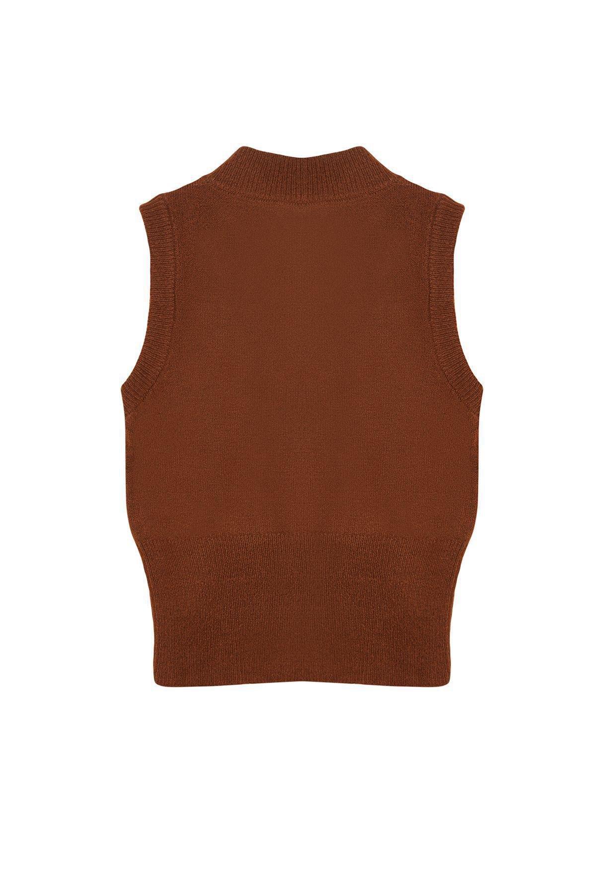 Limited Edition Brown Soft Textured Knitwear Cardigan TWOAW24HI00403, Single item, , large image number 5