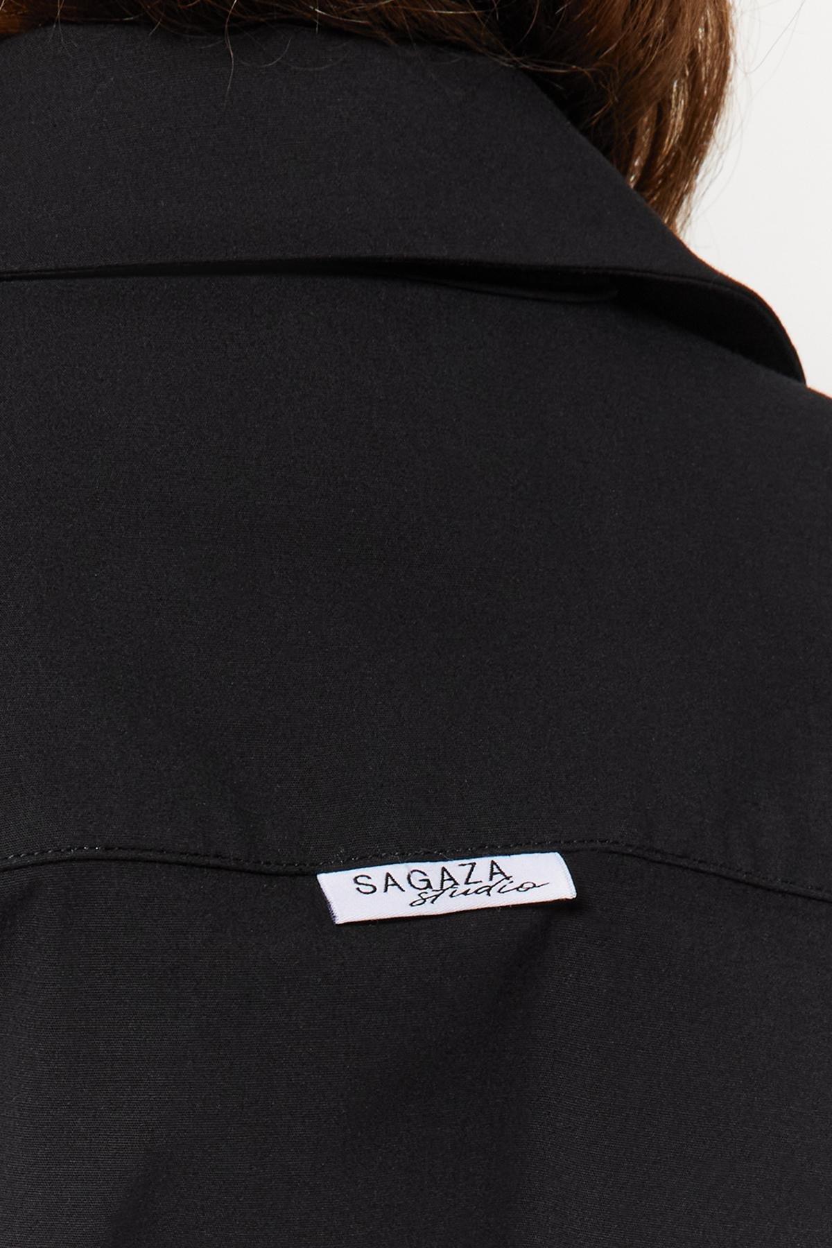 Black Corset Detailed Poplin Shirt, , large image number 7