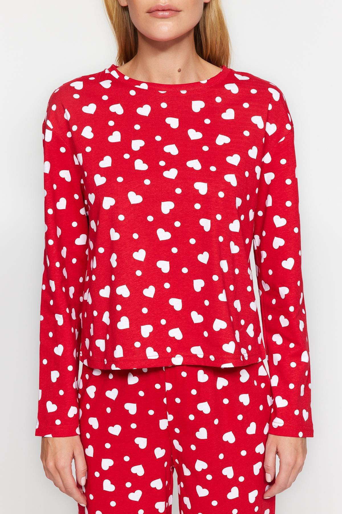 Red Printed Knitted Pyjamas Set, , large image number 3