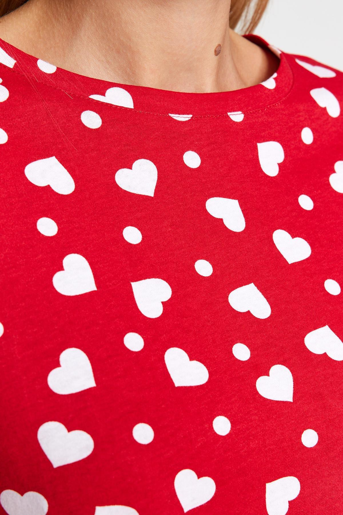 Red Printed Knitted Pyjamas Set, , large image number 4