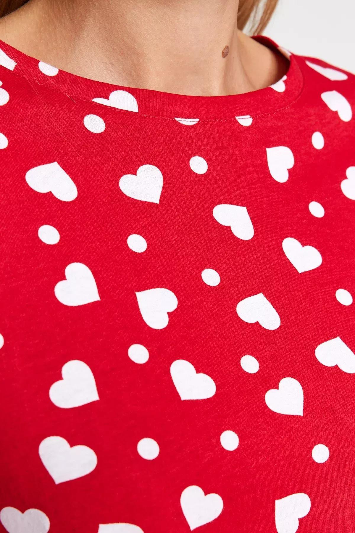 Red Printed Knitted Pyjamas Set, , large image number 4