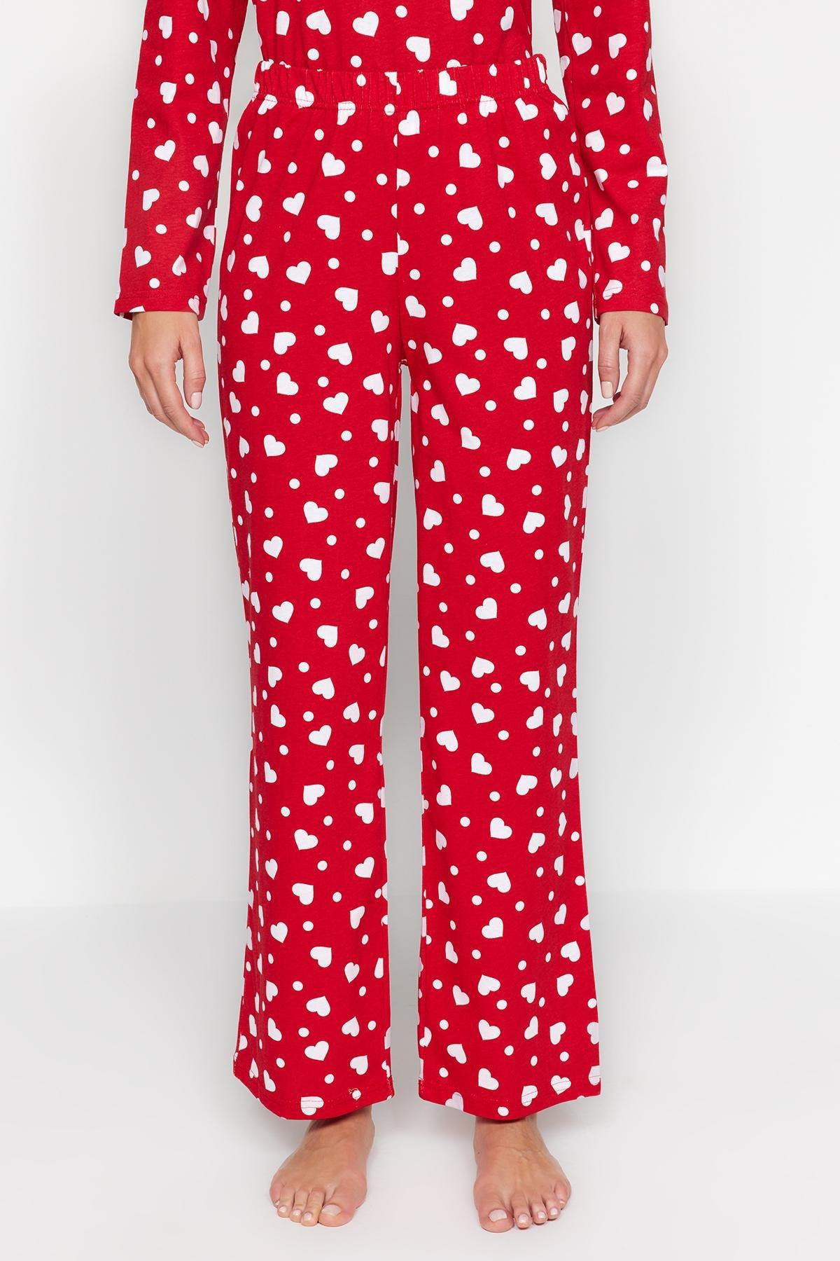 Trendyol - Red Printed Knitted Pyjamas Set