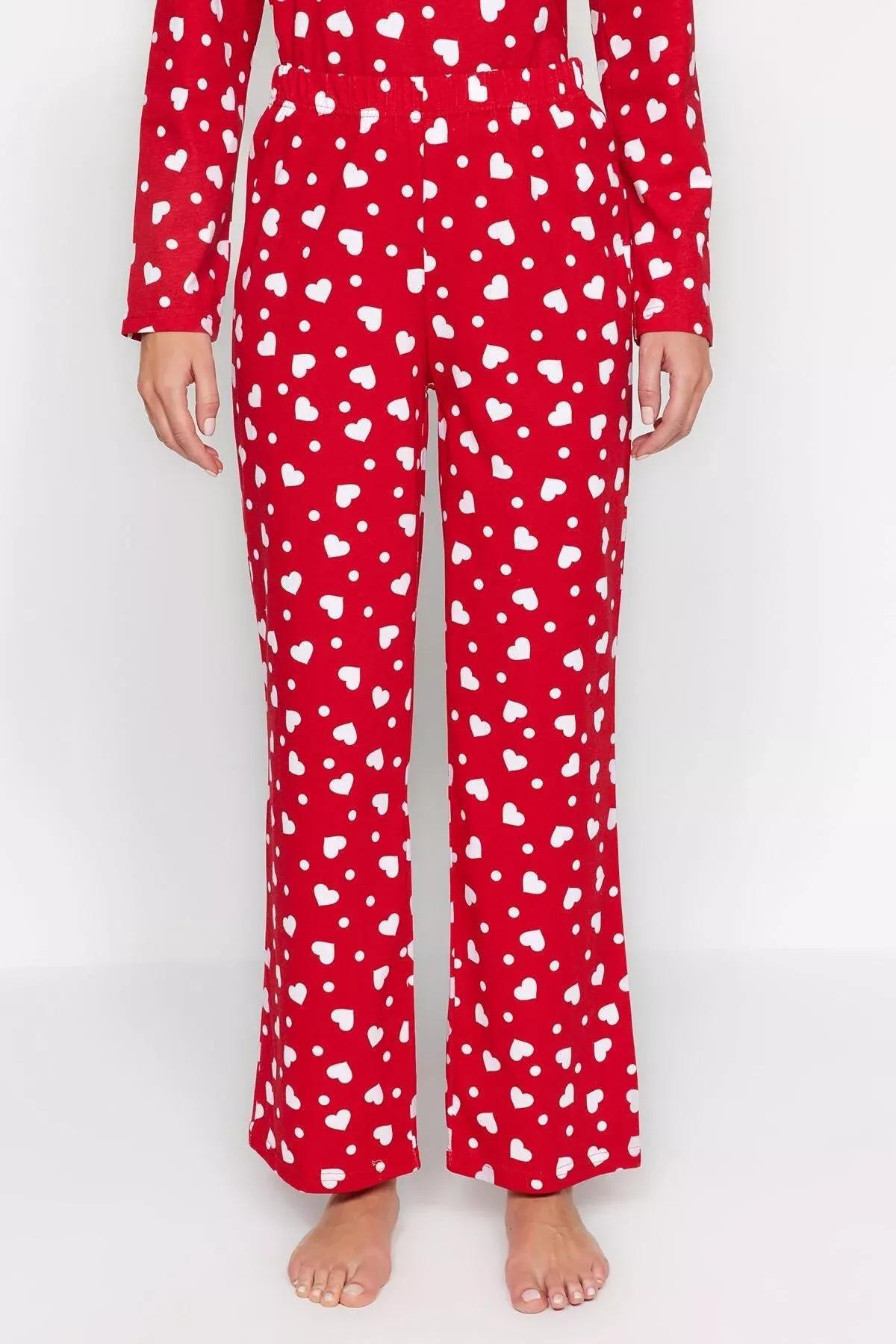Red Printed Knitted Pyjamas Set, , large image number 5