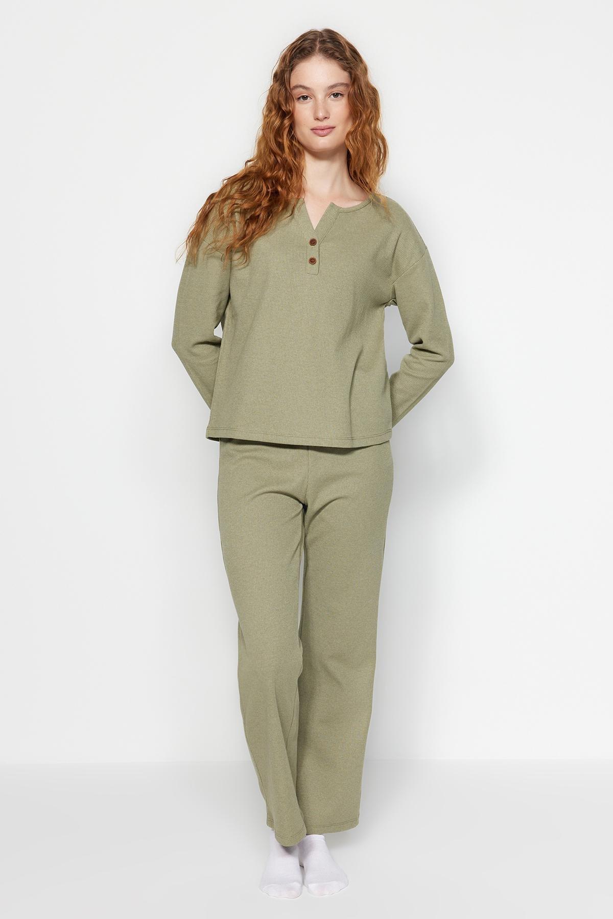 Trendyol - Green Knitted Pyjamas Set