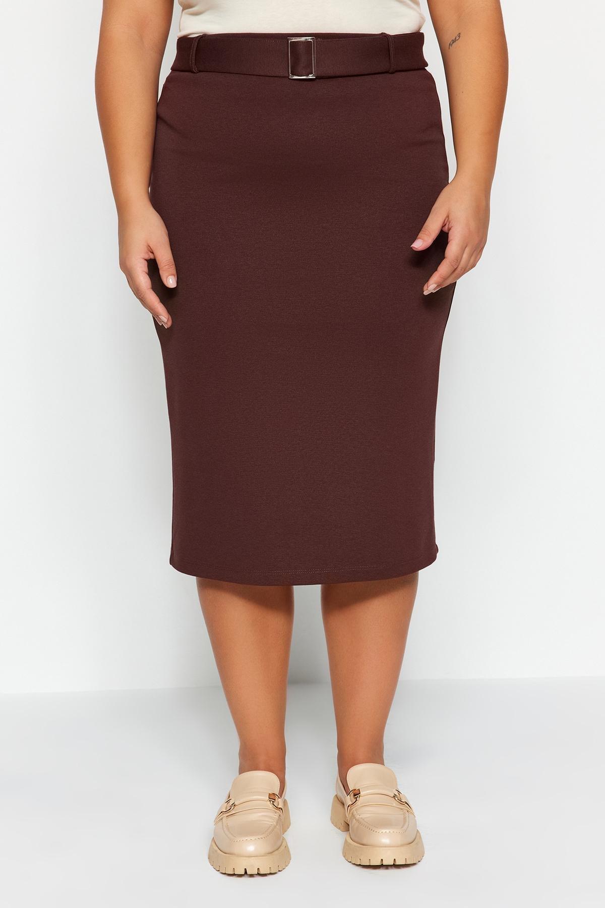 Trendyol - Brown Knitted Pencil Skirt