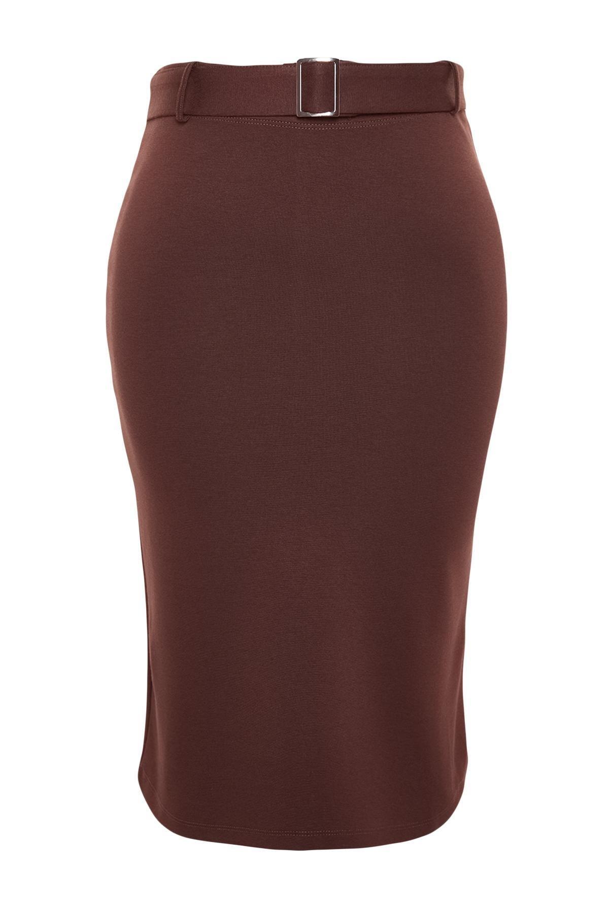 Trendyol - Brown Knitted Pencil Skirt