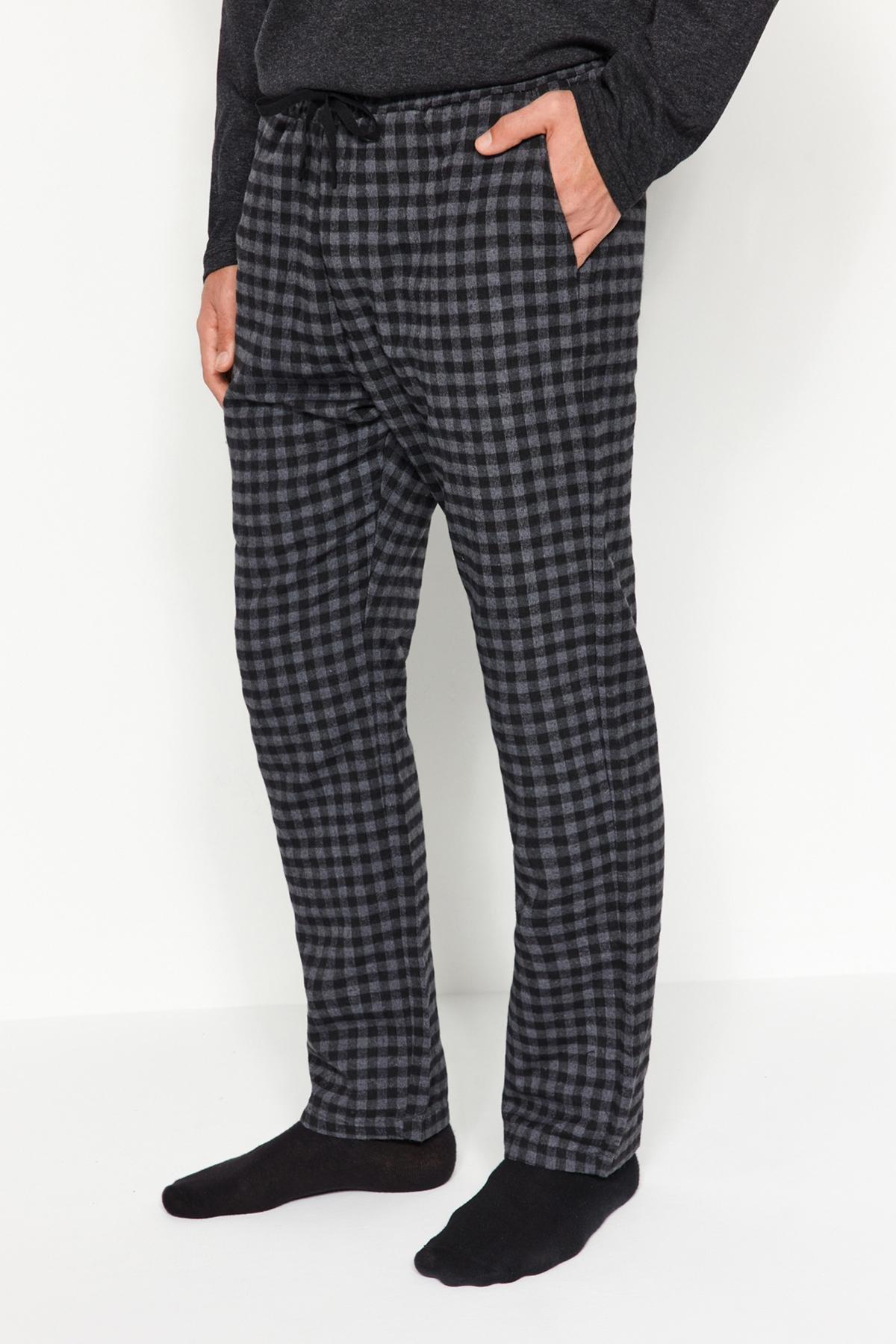 Black Plaid Pyjamas Bottoms, , large image number 3