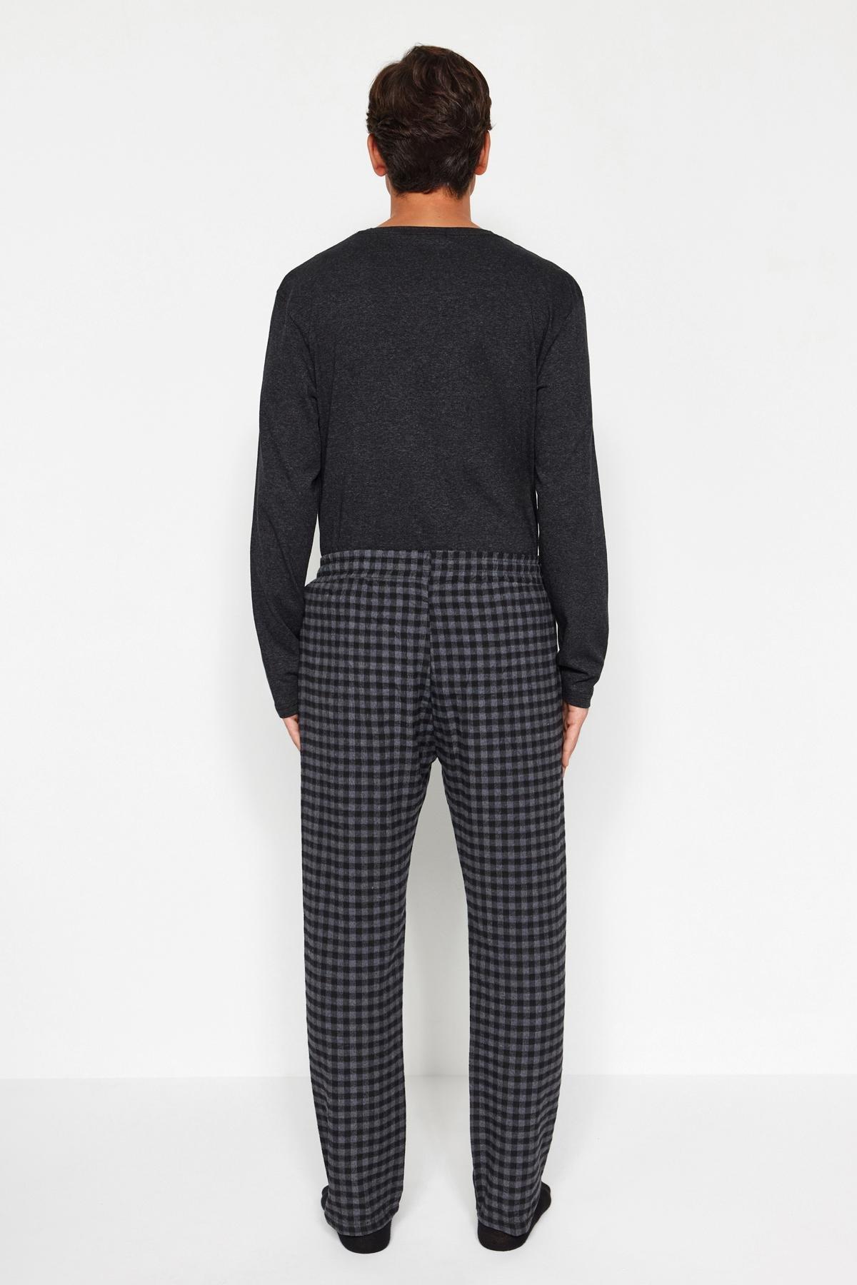 Black Plaid Pyjamas Bottoms, , large image number 4