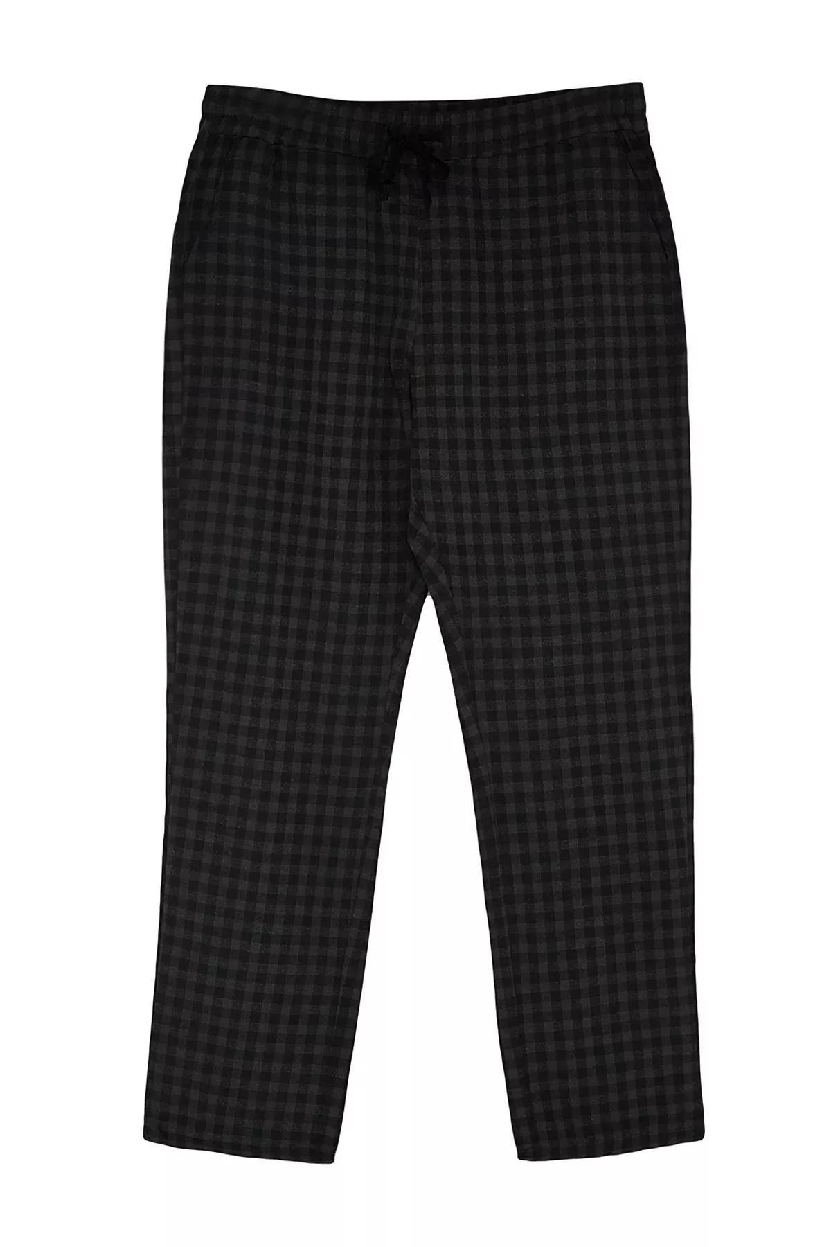 Black Plaid Pyjamas Bottoms, BLACK, large image number 7
