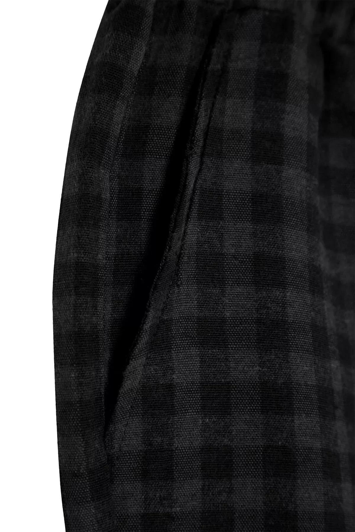 Black Plaid Pyjamas Bottoms, BLACK, large image number 8