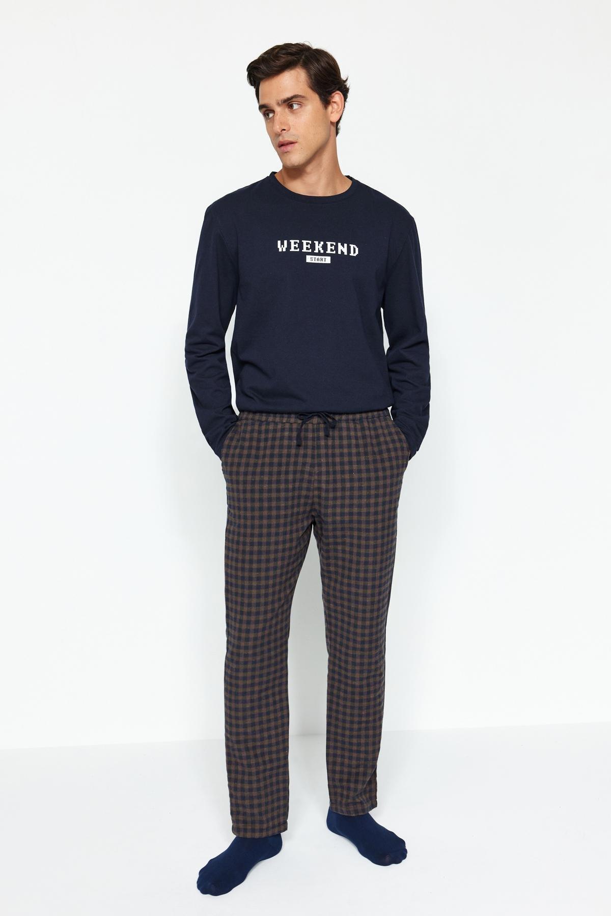 Trendyol - Blue Checkered Pyjama Bottoms