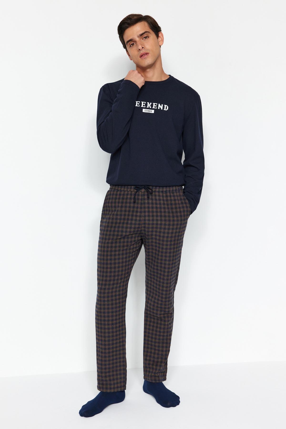 Trendyol - Blue Checkered Pyjama Bottoms