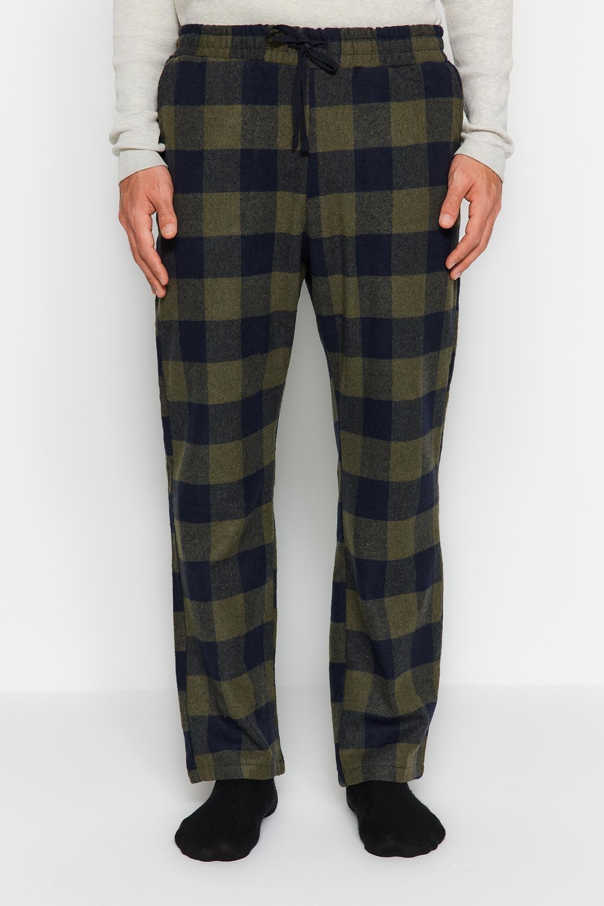 Khaki Plaid Weave Pyjama Bottoms, , large image number 3