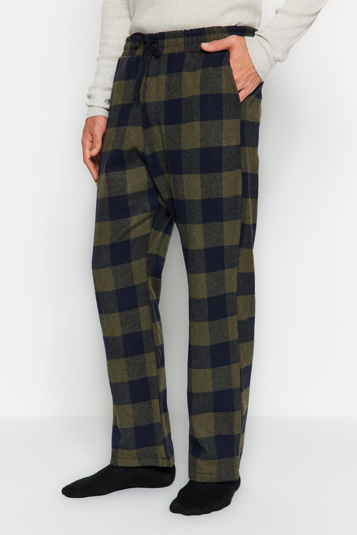 Khaki Plaid Weave Pyjama Bottoms, , large image number 4