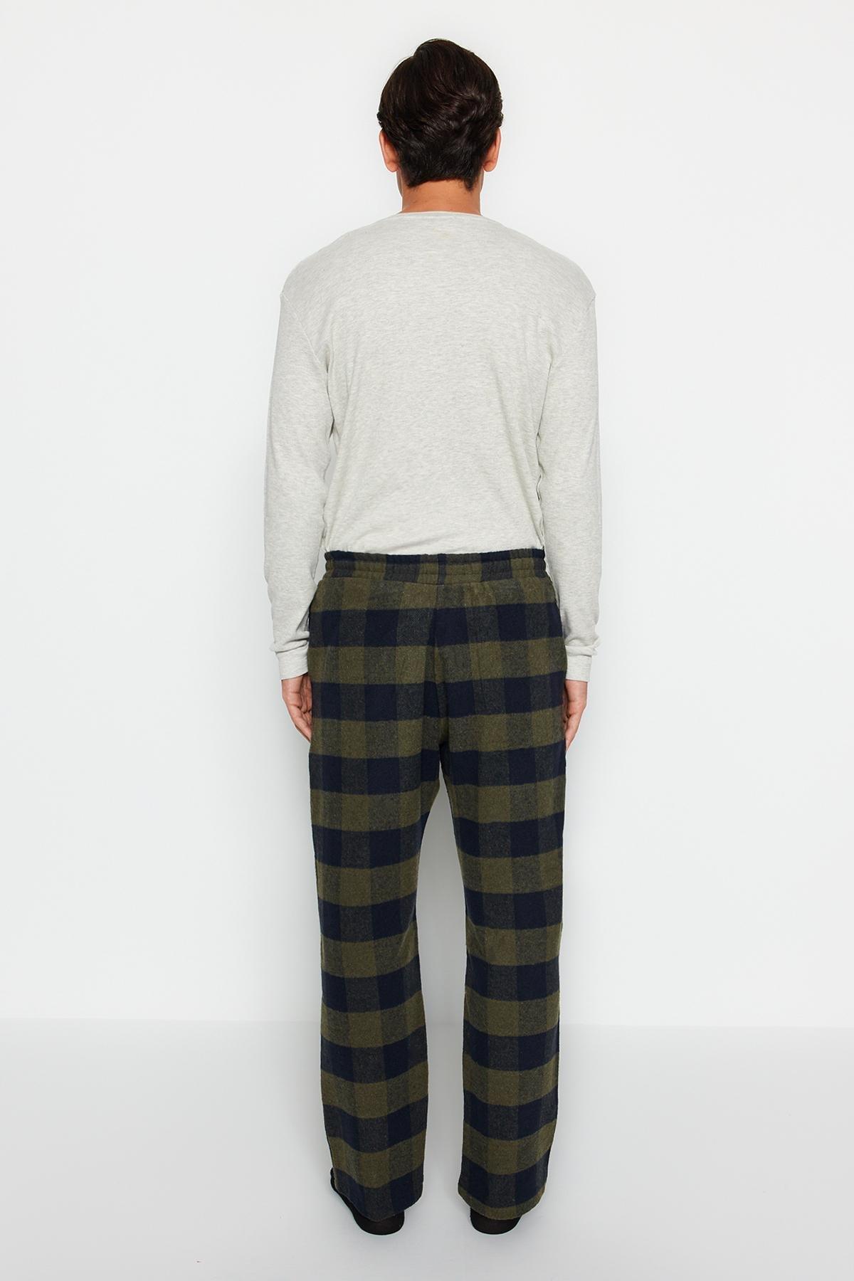 Khaki Plaid Weave Pyjama Bottoms, , large image number 5
