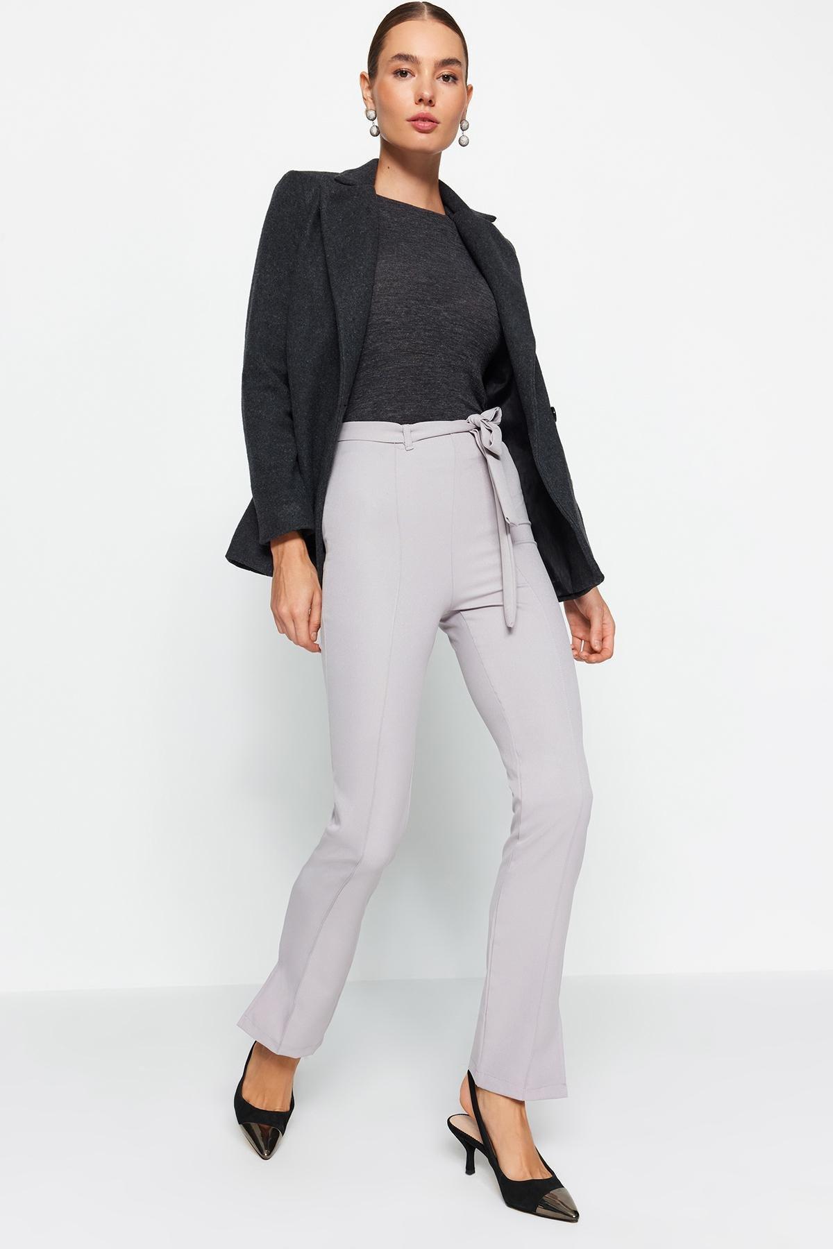 Grey Woven Ribbed Trousers, C101_1653, large image number 0