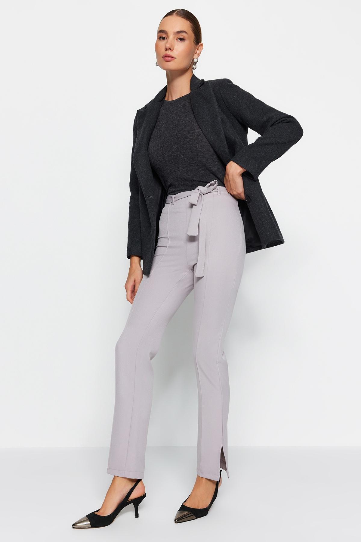 Grey Woven Ribbed Trousers, C101_1653, large image number 2