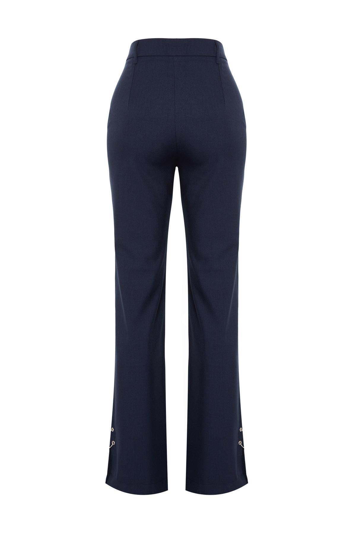 Trendyol - Navy Straight Ribbed Trousers