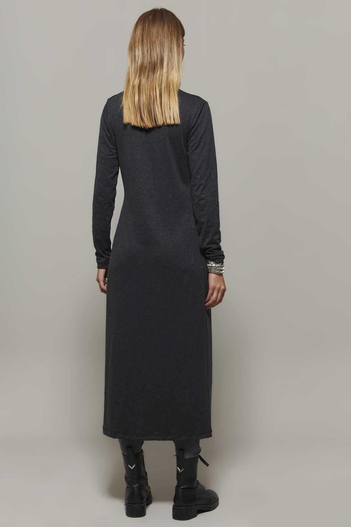 Grey Turtleneck Long Slit Tunic, Anthracite, large image number 4