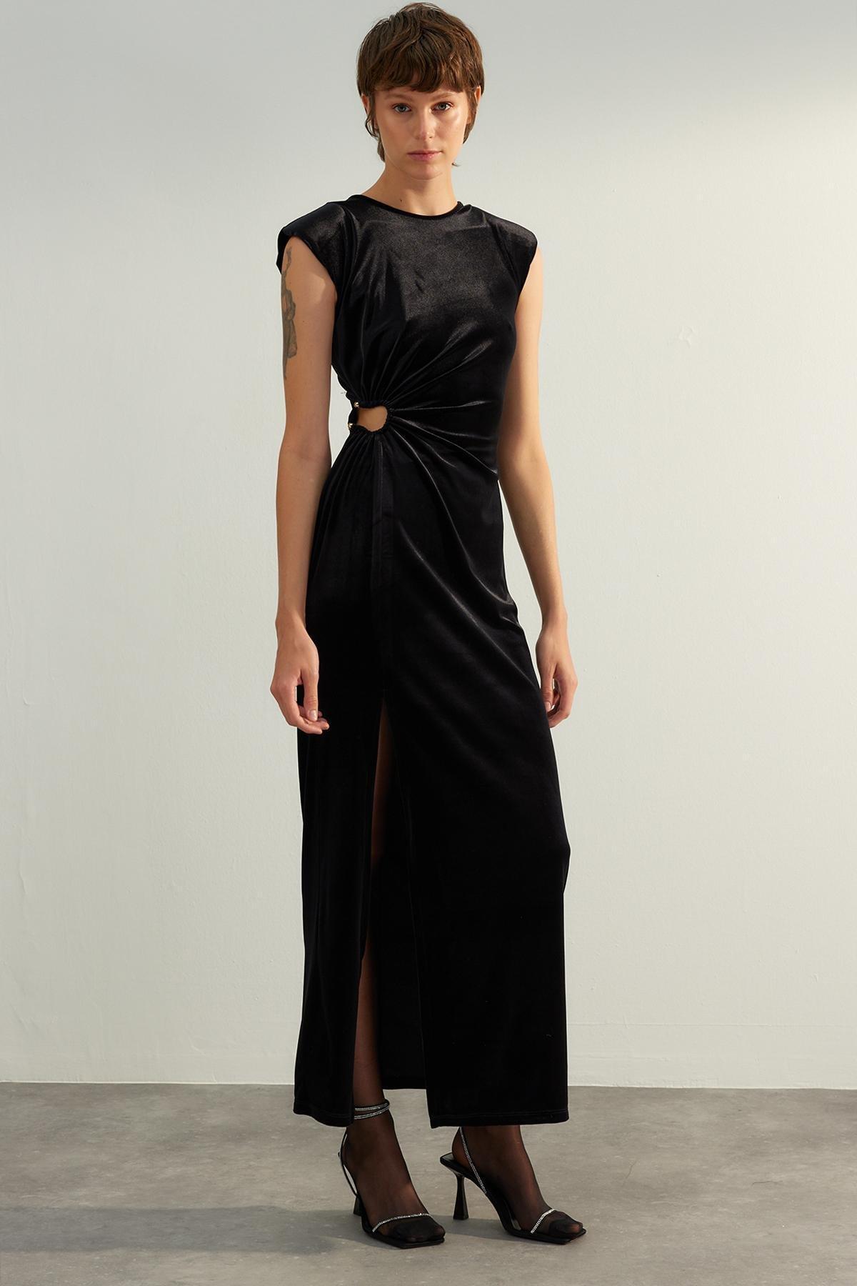Black Detailed Limited Edition Midi Dress, , large image number 0