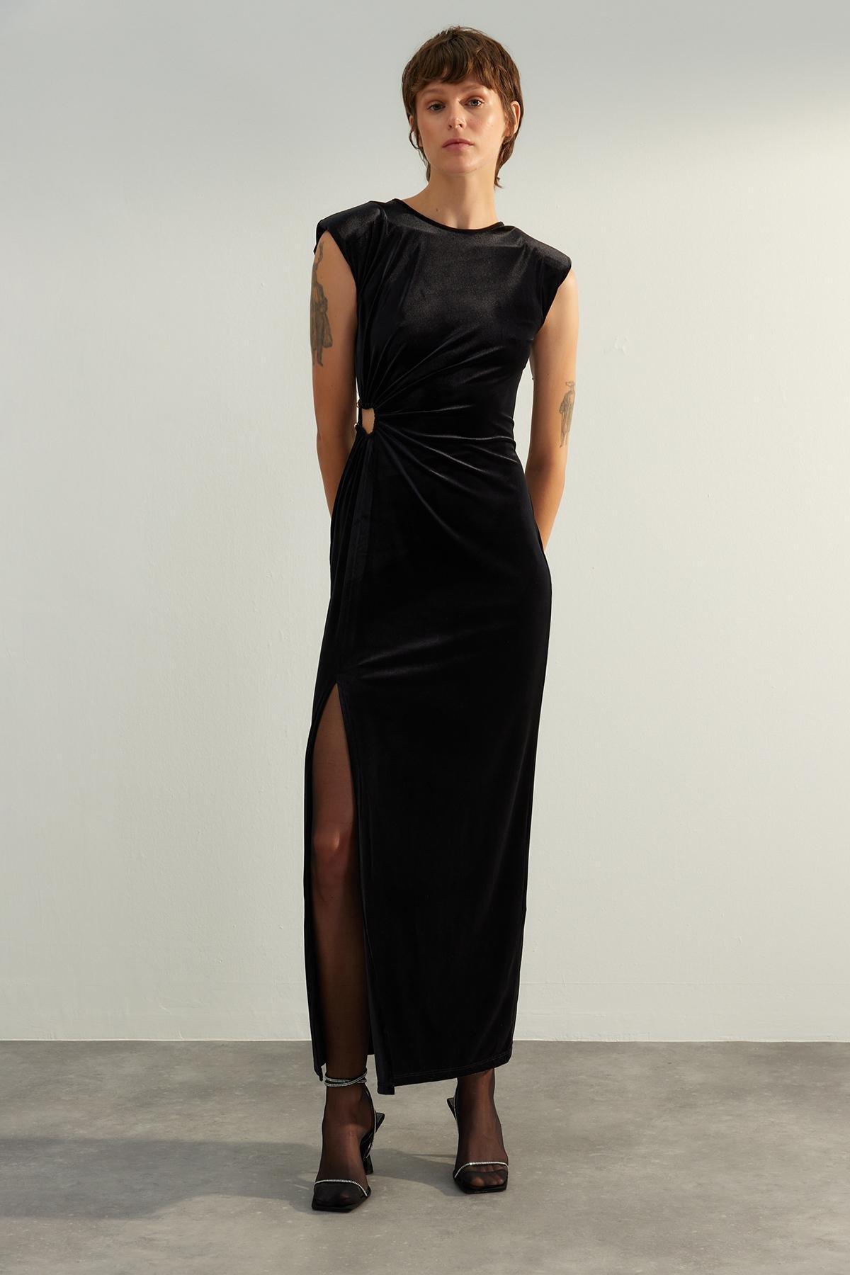 Black Detailed Limited Edition Midi Dress, , large image number 1