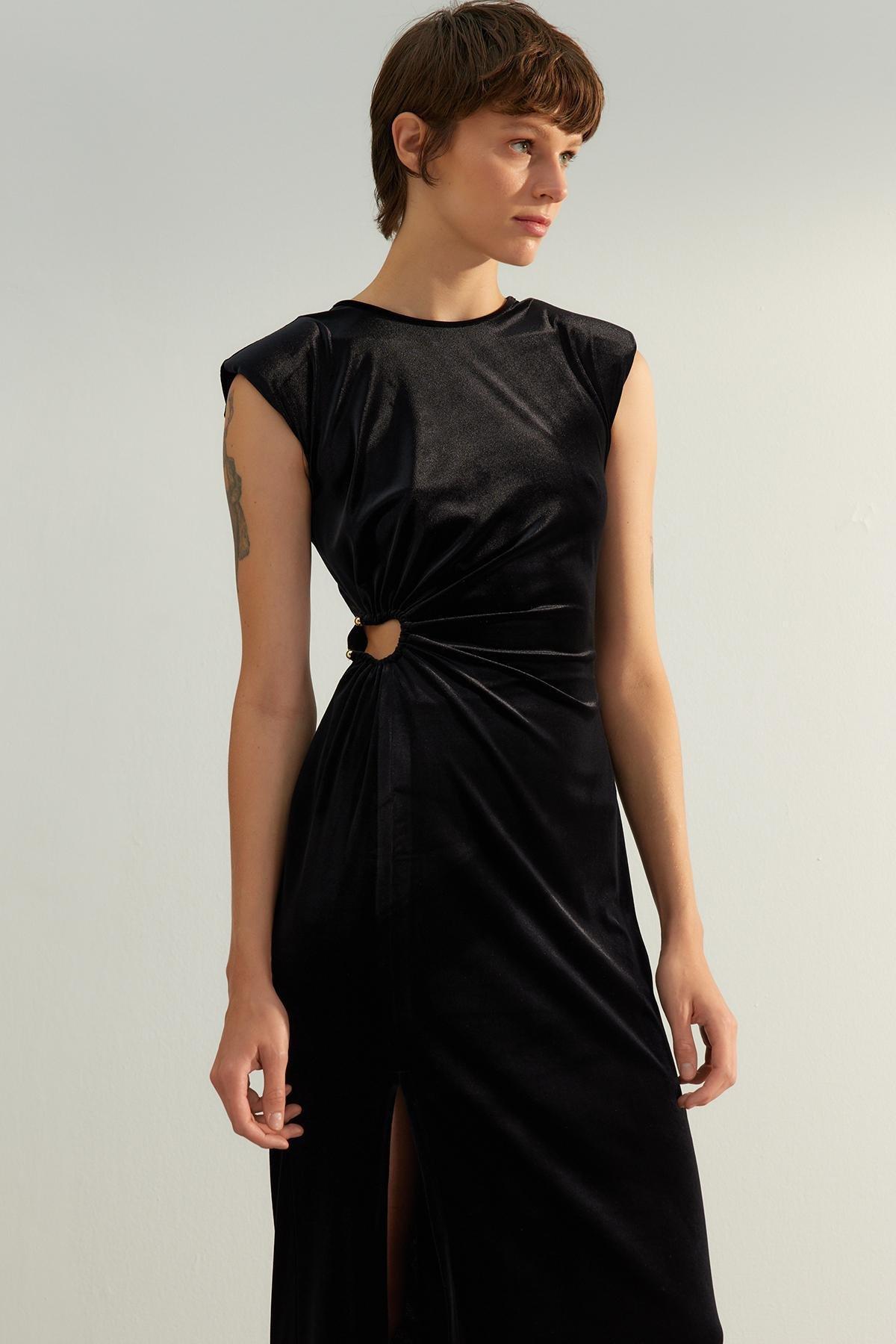 Black Detailed Limited Edition Midi Dress, , large image number 2