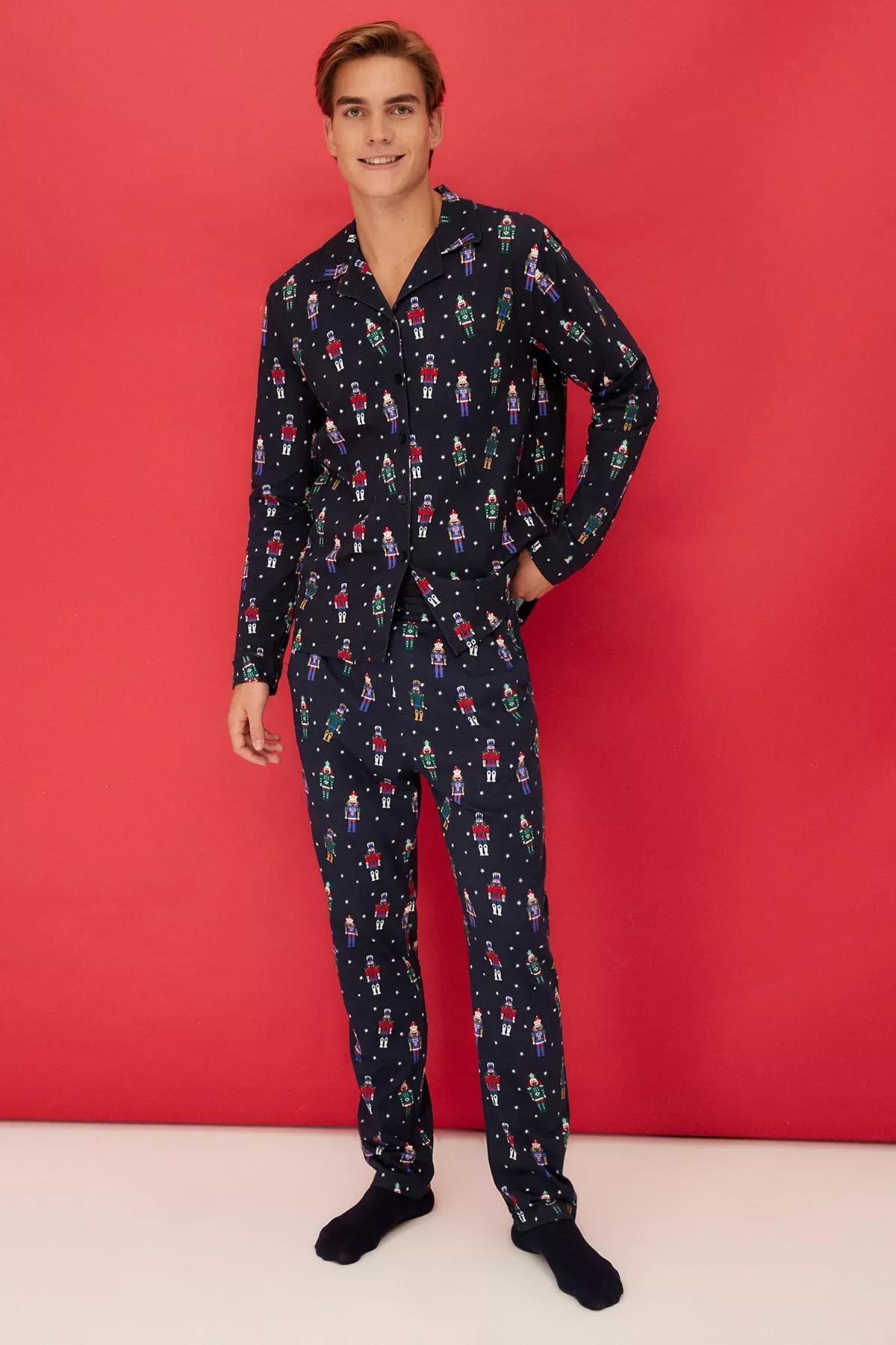 Navy Cotton Pajama Set, Navy blue, large image number 2