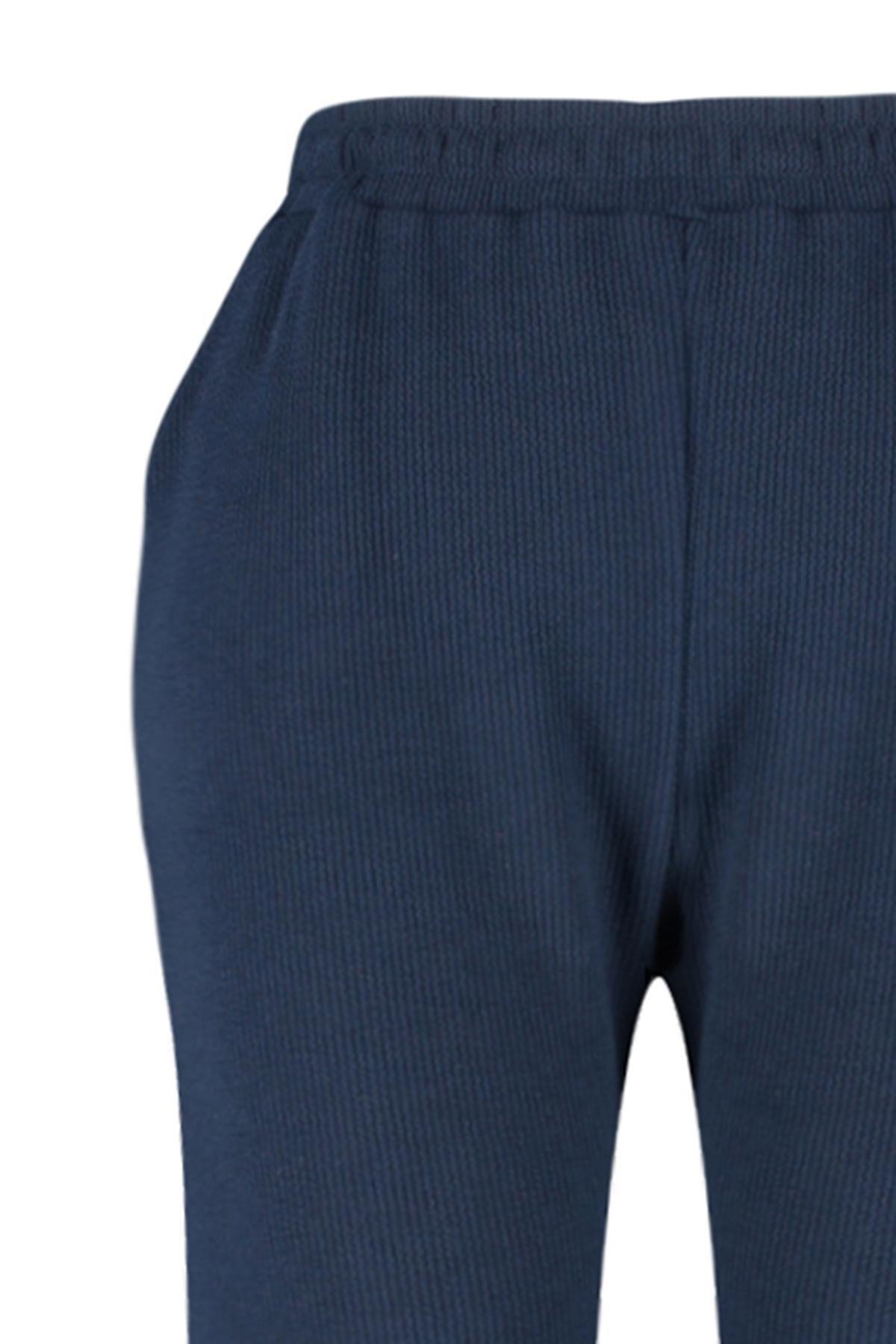 Blue Crepe Knit Sweatpants, Navy blue, large image number 7