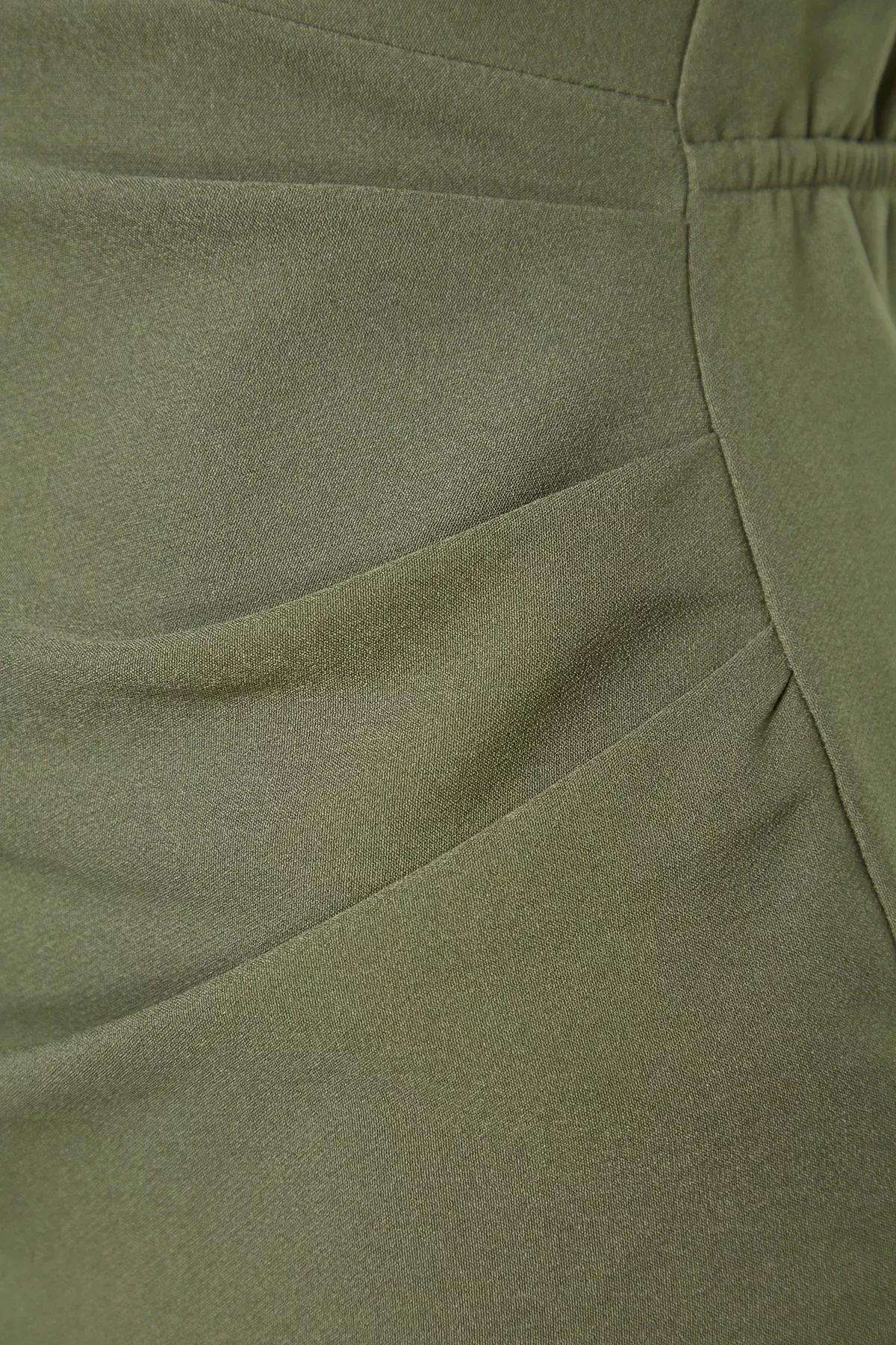 Khaki Double-Breasted Woven Dress, , large image number 6