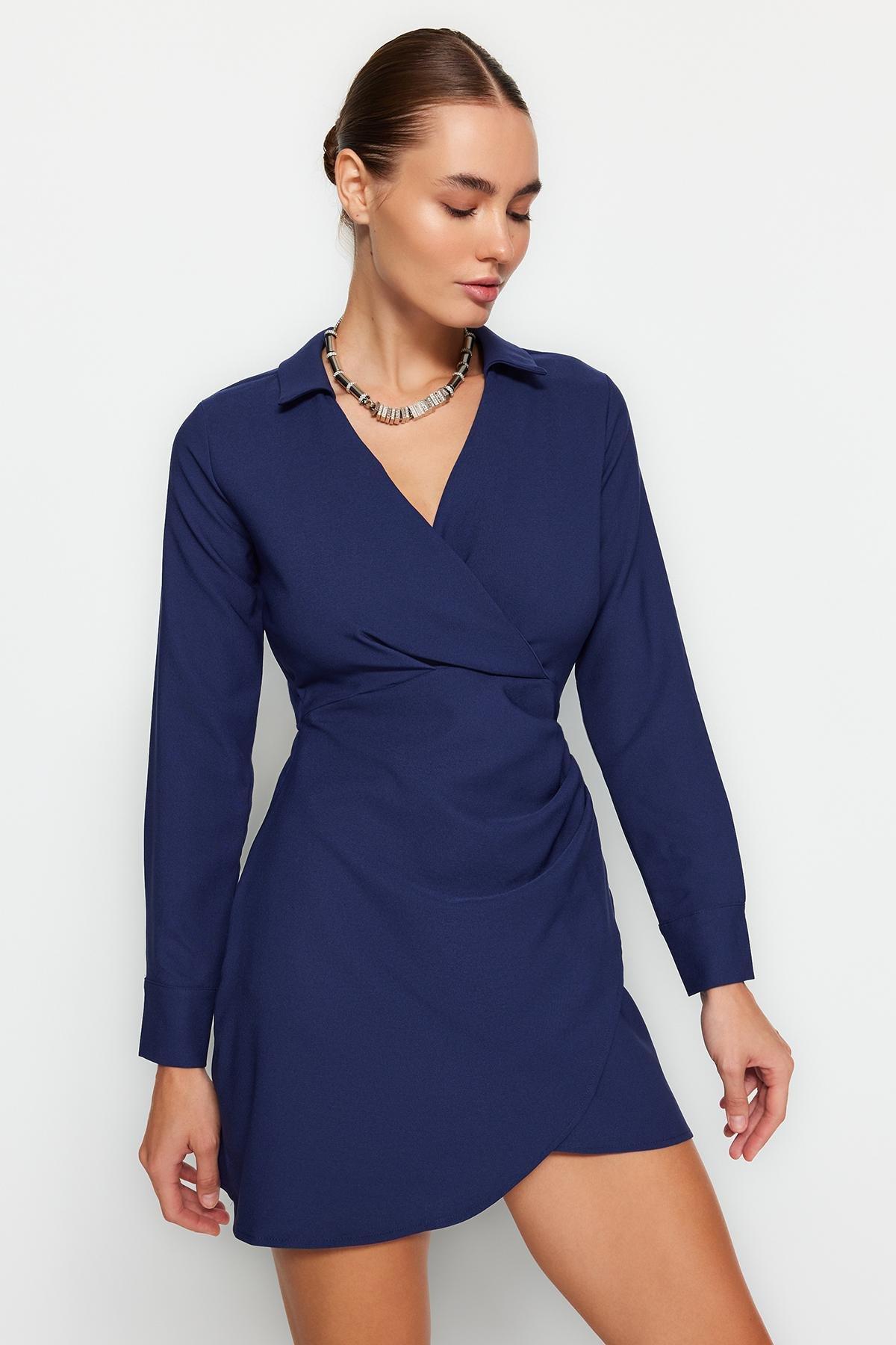 Trendyol - Navy Double-Breasted Mini Dress